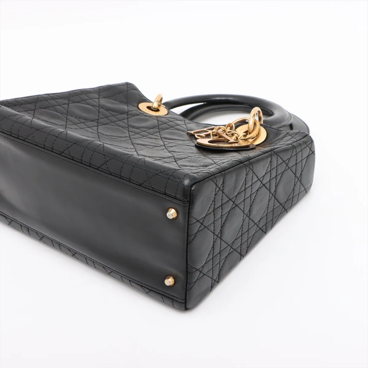Cannage Lady Dior Leather 2WAY Handbag Black — view 3