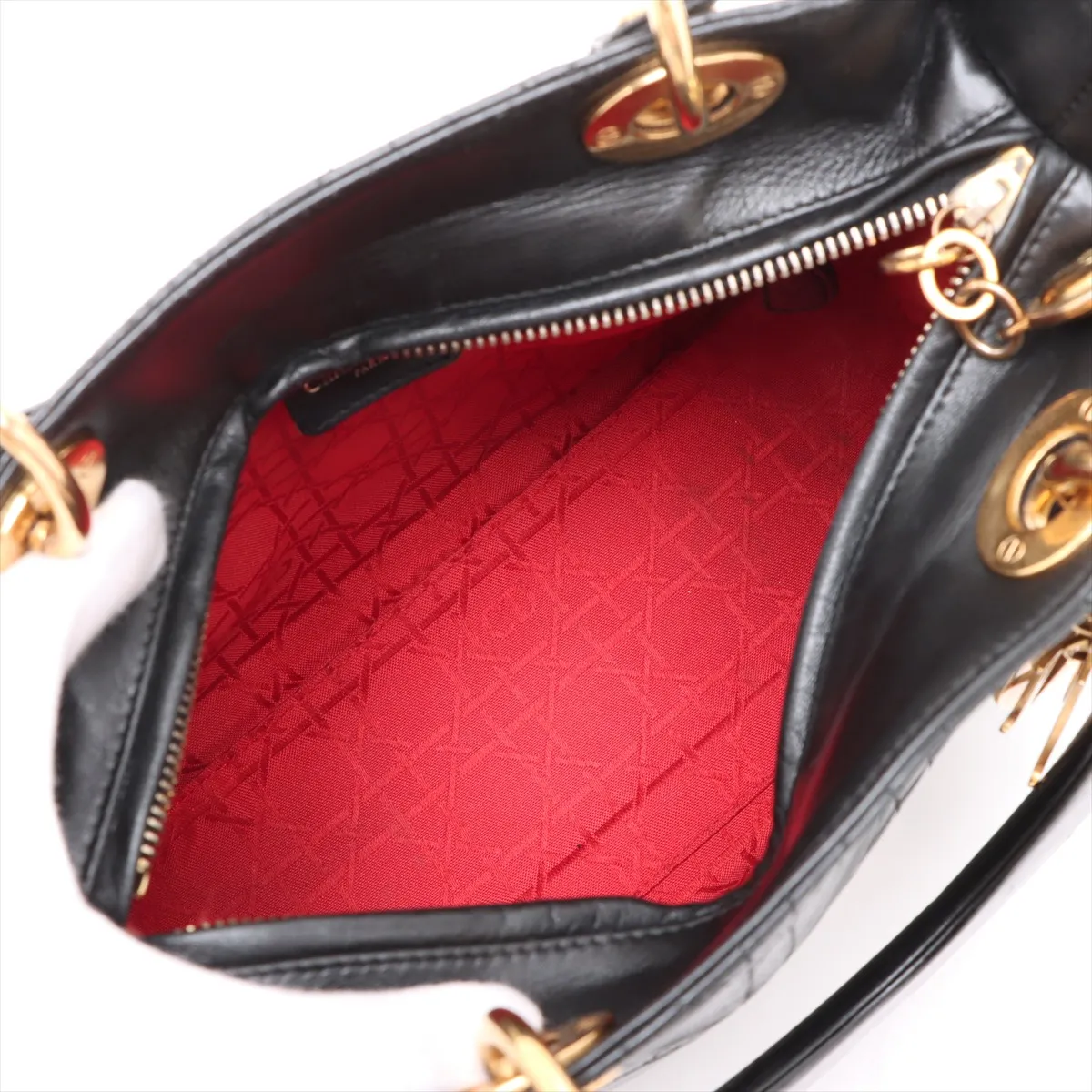 Cannage Lady Dior Leather 2WAY Handbag Black — view 8