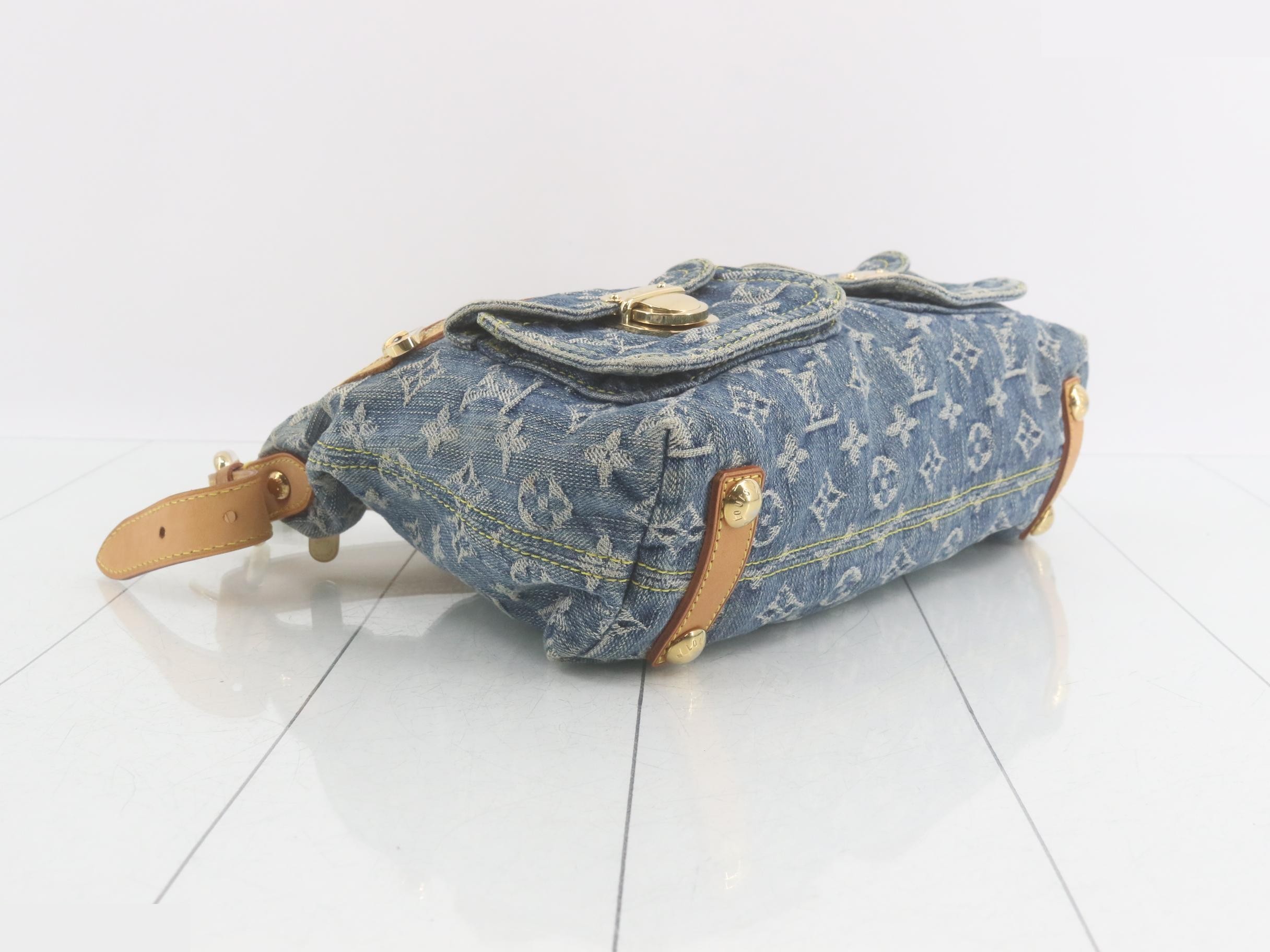 Baggy Denim Monogram Shoulder Bag — view 5