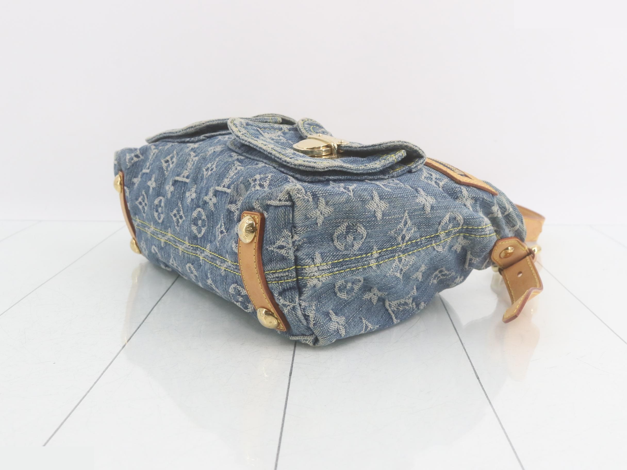 Baggy Denim Monogram Shoulder Bag — view 6