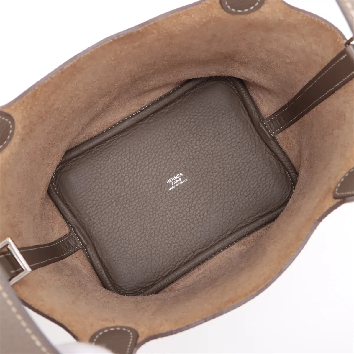 Picotin Lock 18 PM, Taurillon Clemence leather, Etoupe, silver hardware R: 2014 — view 7
