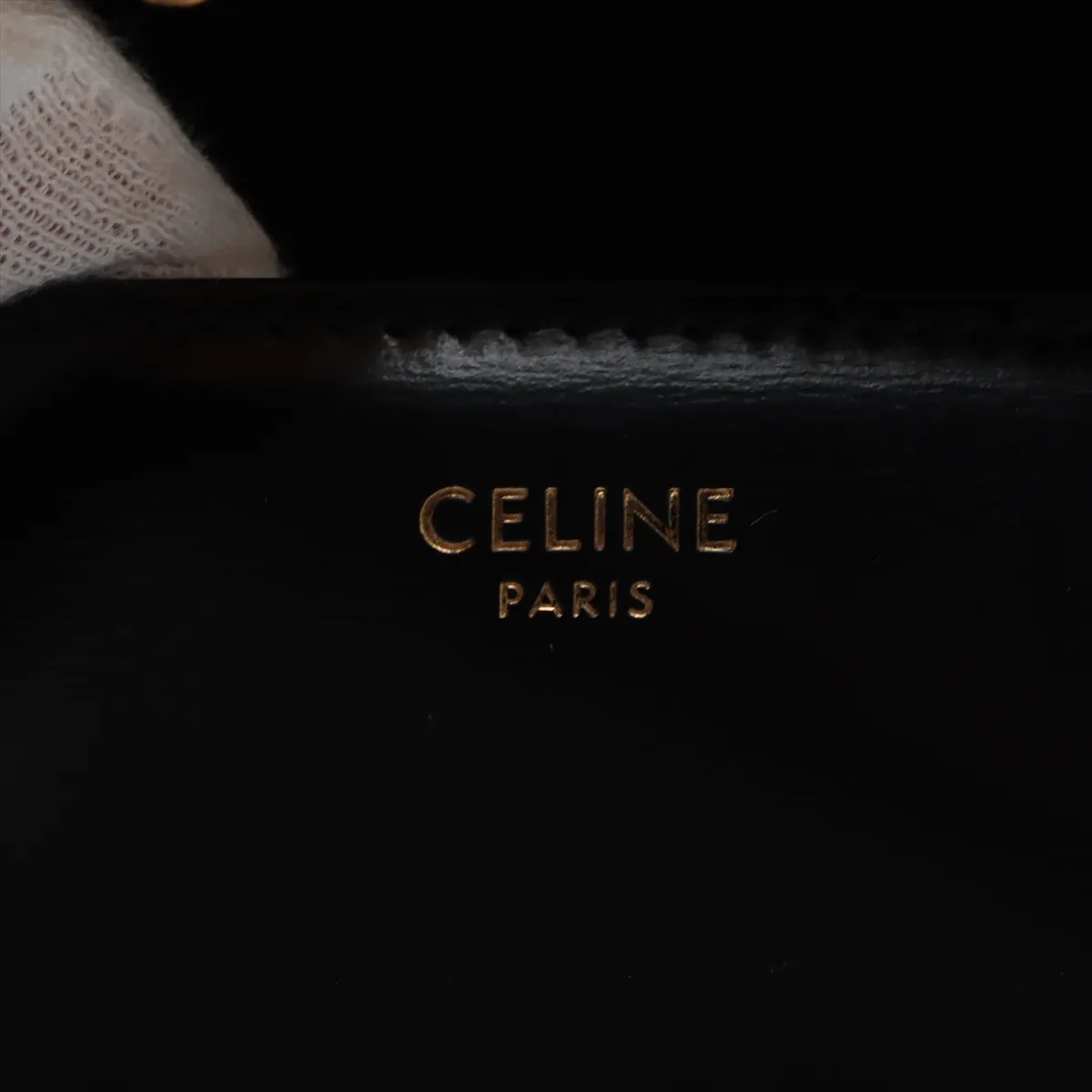 Triomphe Leather Shoulder Bag Black — view 9