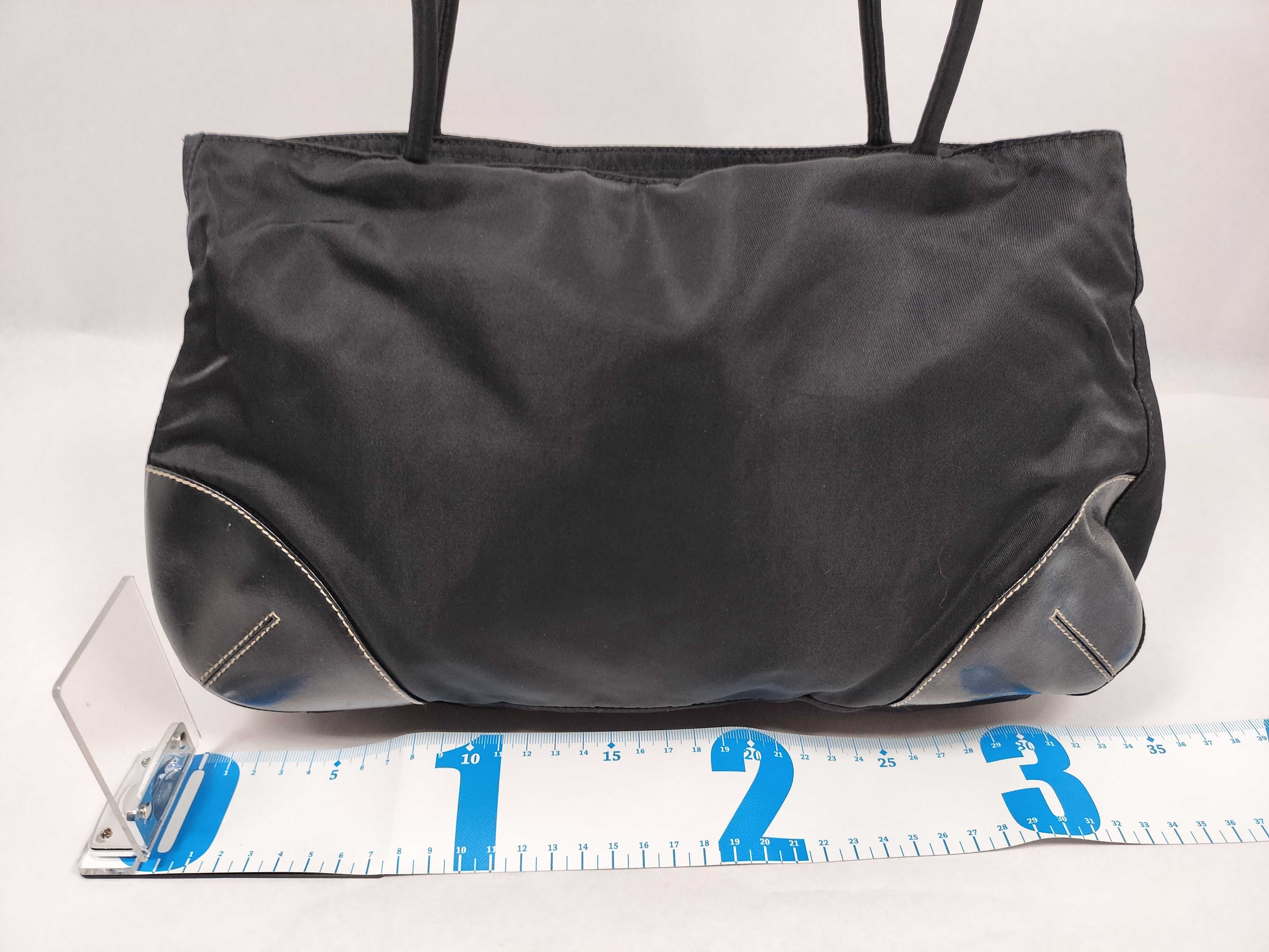 Nylon Handbag, Nylon and Leather Triangle Logo Handbag — view 2