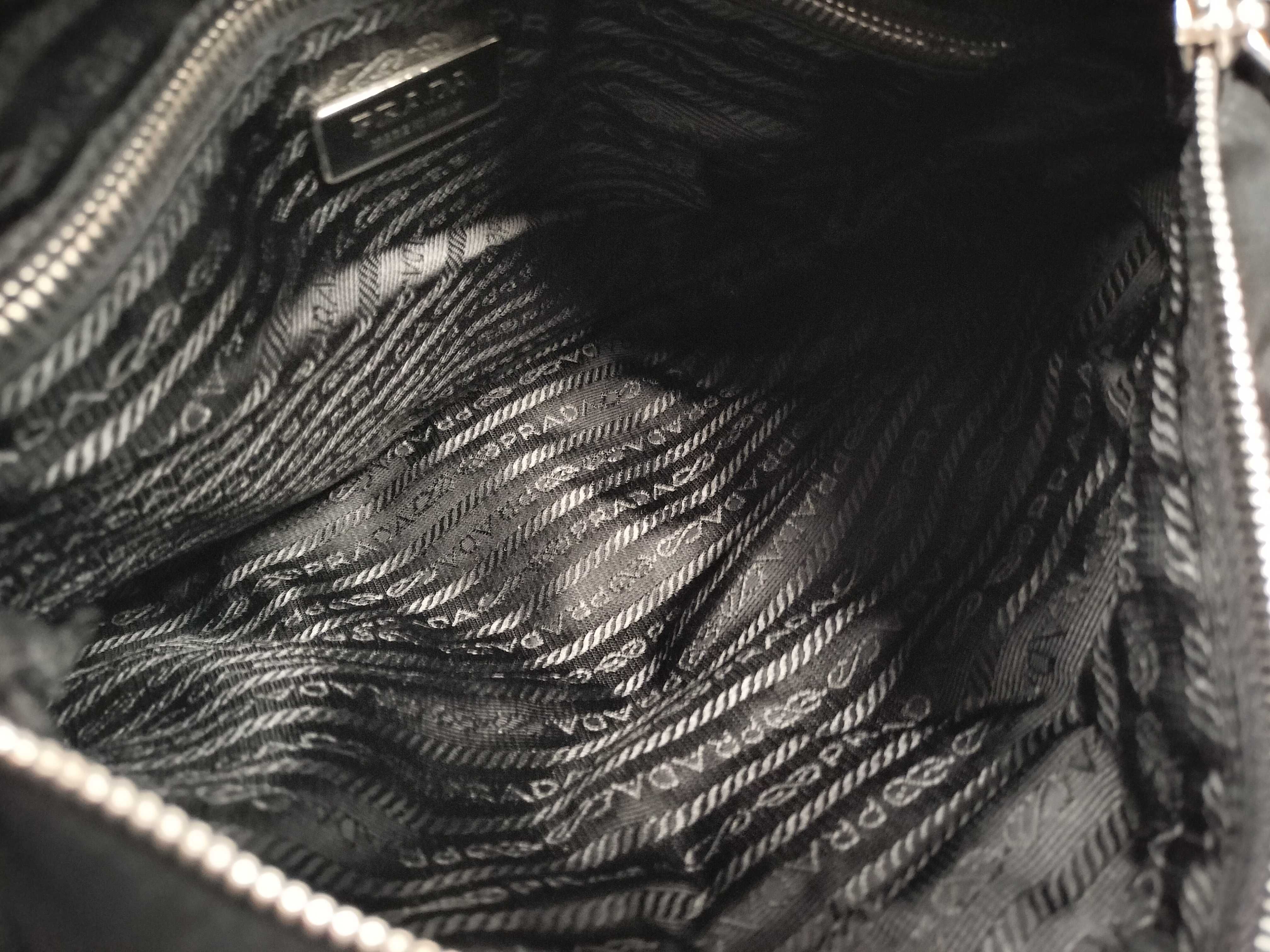 Nylon Handbag, Nylon and Leather Triangle Logo Handbag — view 11