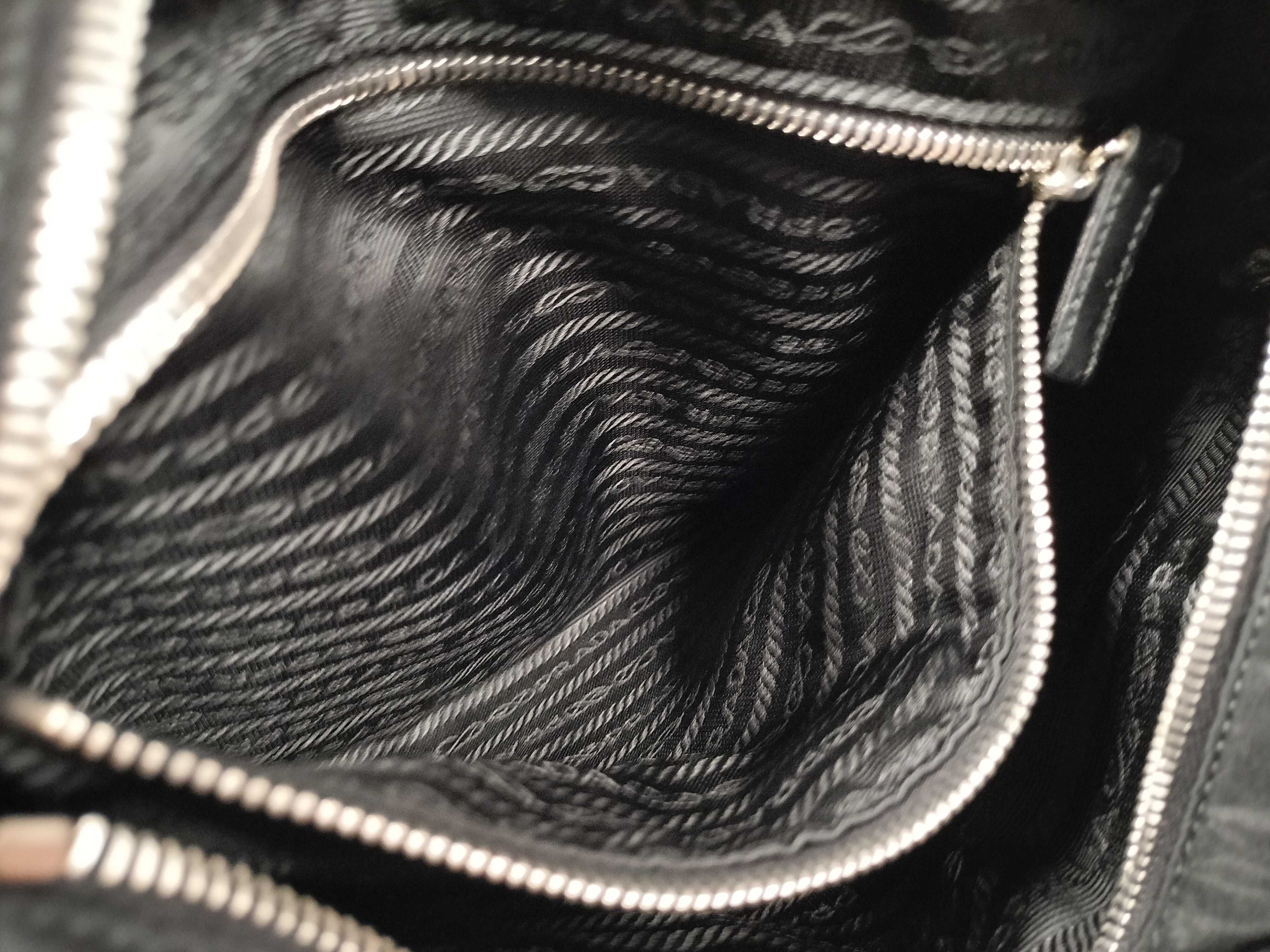 Nylon Handbag, Nylon and Leather Triangle Logo Handbag — view 12