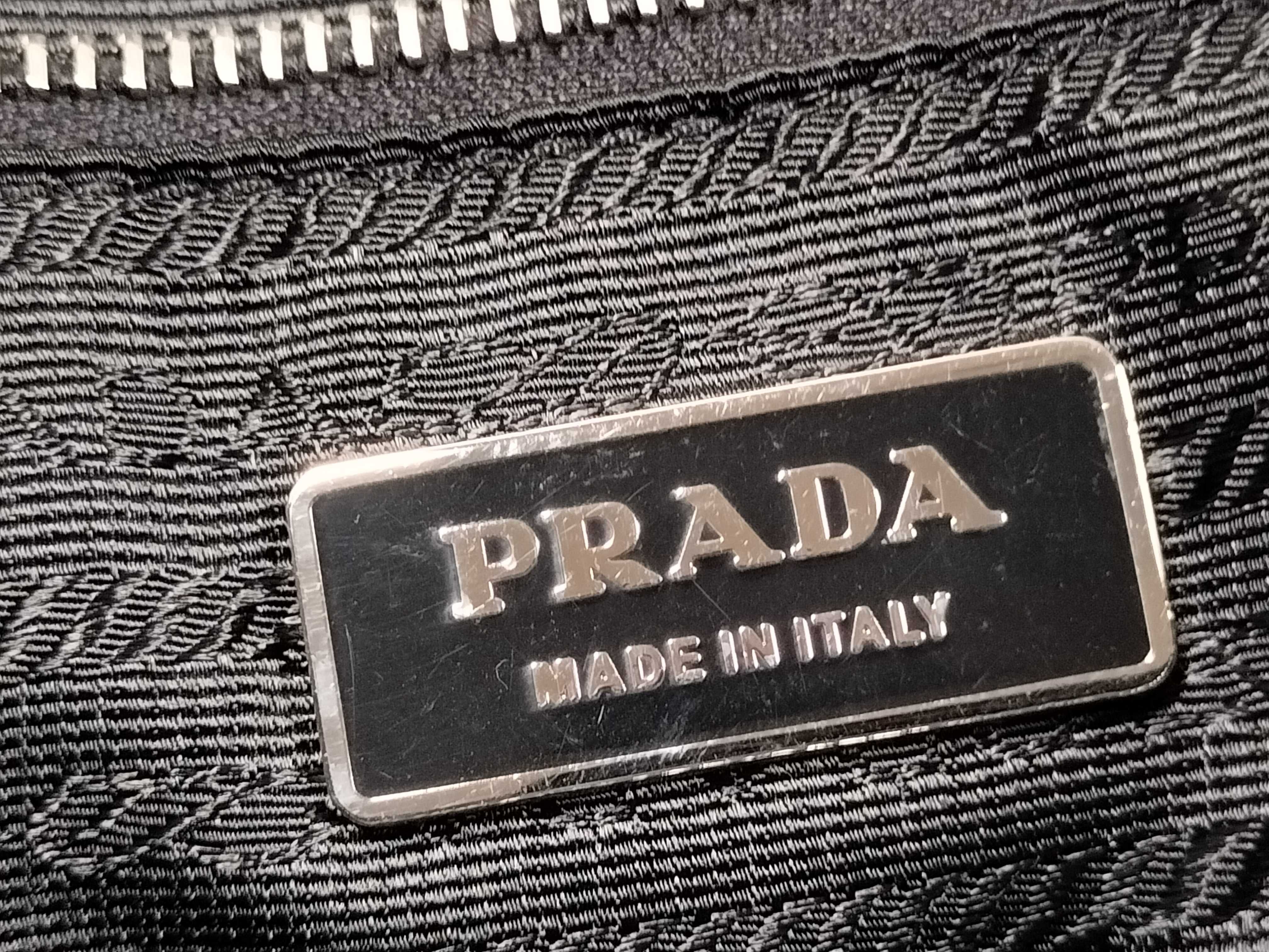 Nylon Handbag, Nylon and Leather Triangle Logo Handbag — view 13