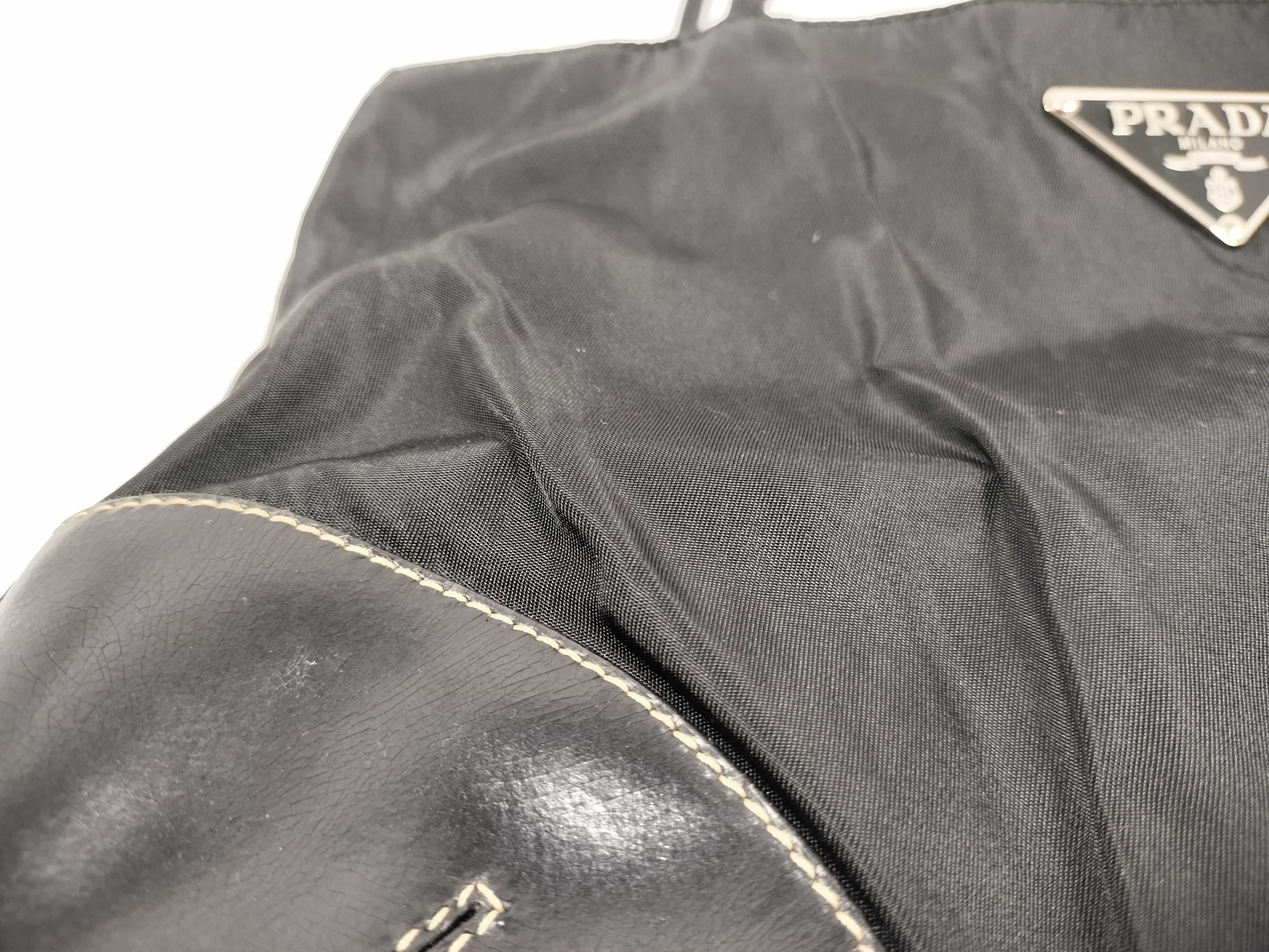 Nylon Handbag, Nylon and Leather Triangle Logo Handbag — view 14