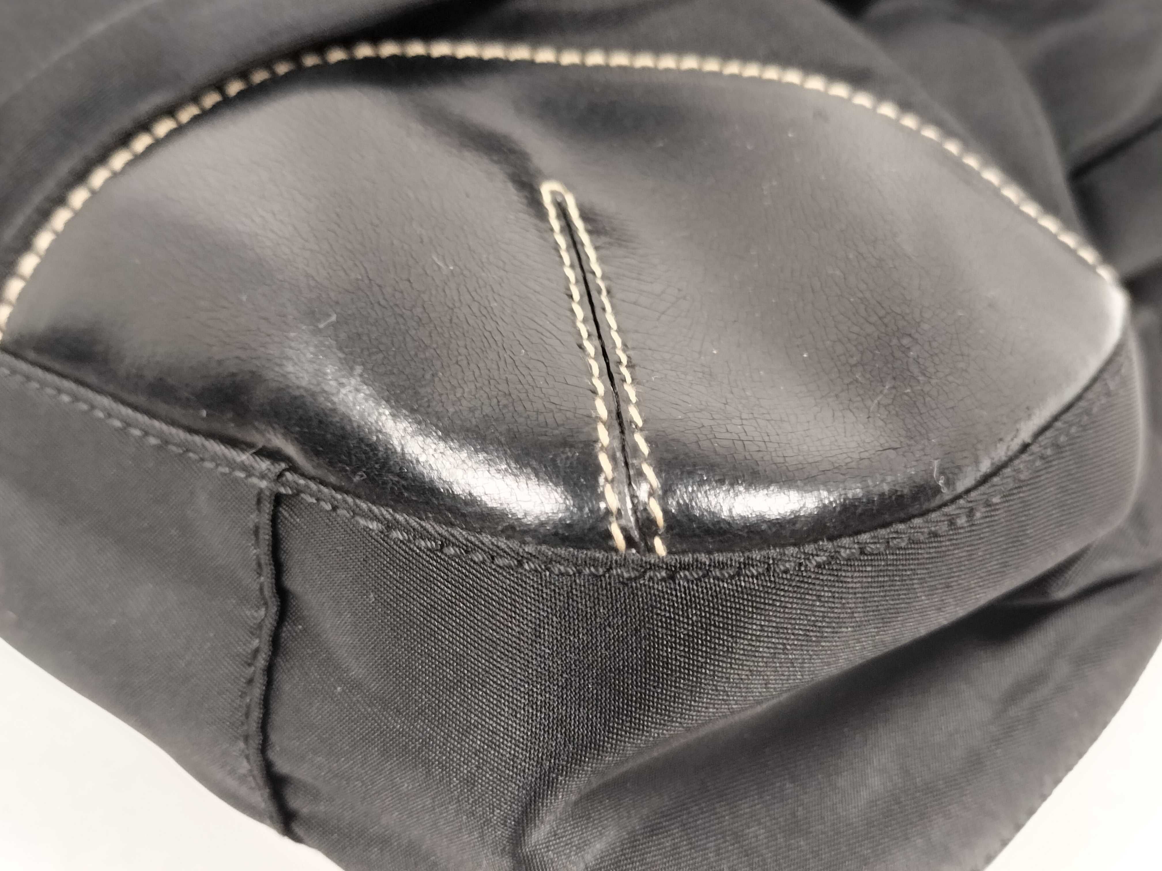 Nylon Handbag, Nylon and Leather Triangle Logo Handbag — view 6