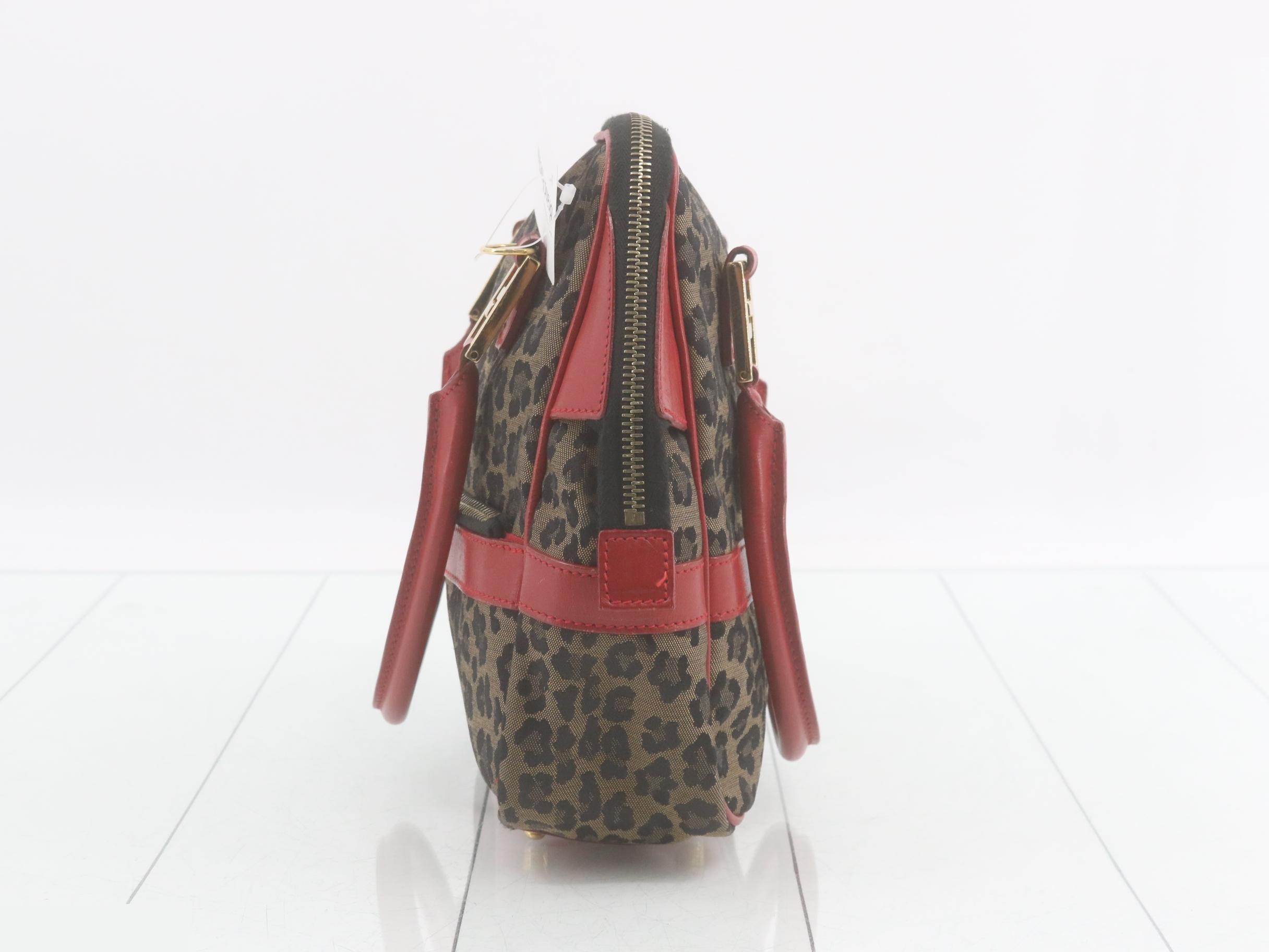 2-way bag, canvas, brown x red leopard print — view 3