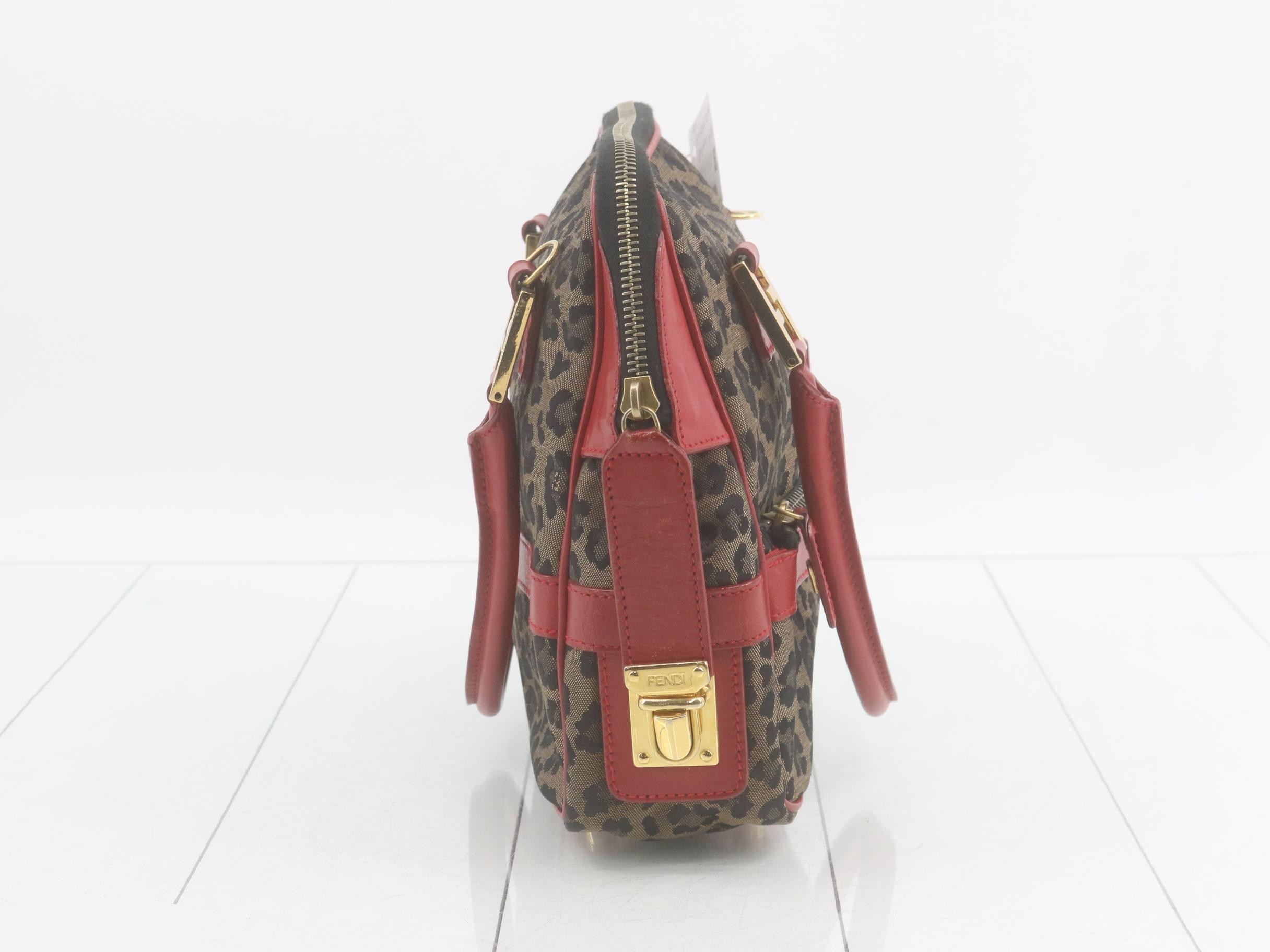 2-way bag, canvas, brown x red leopard print — view 4