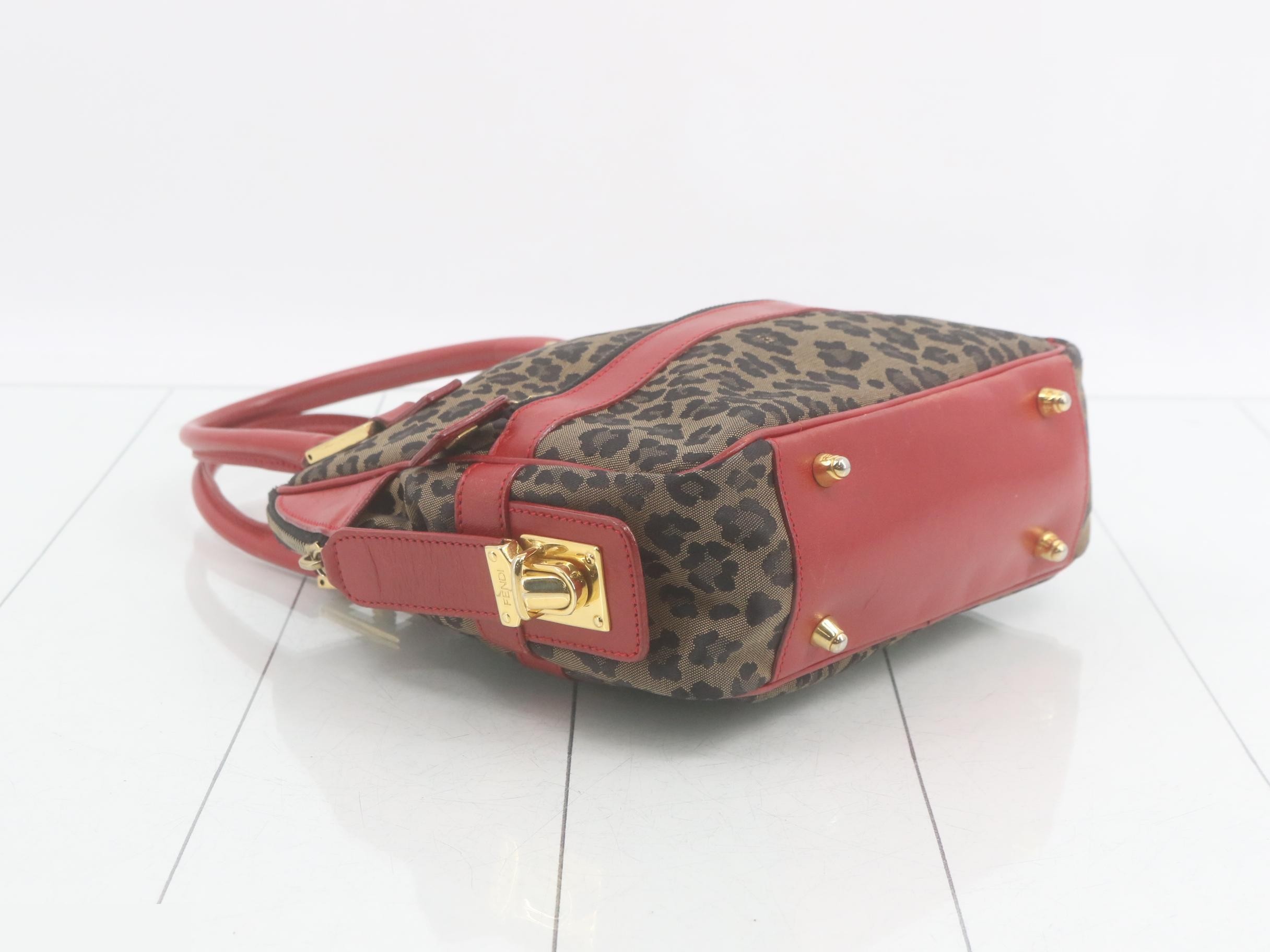 2-way bag, canvas, brown x red leopard print — view 5
