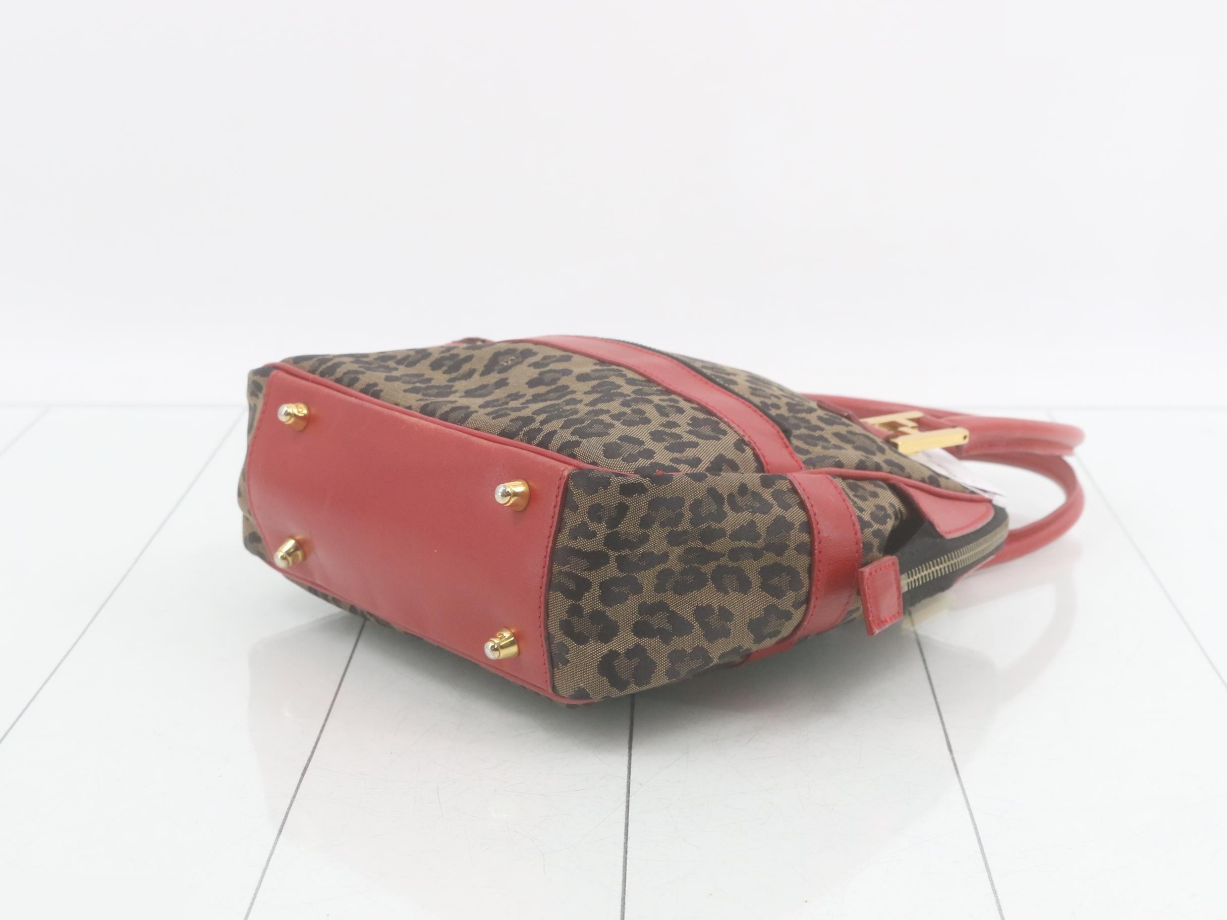 2-way bag, canvas, brown x red leopard print — view 6