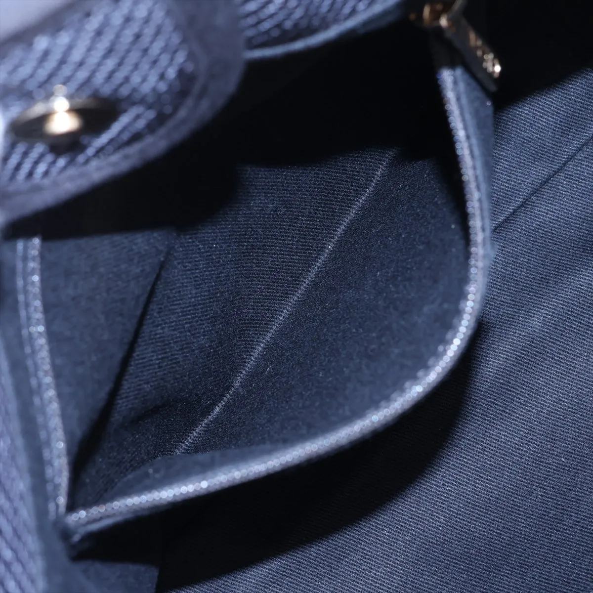 Deauville PM Mixed Fiber x Lambskin Chain Tote Bag, Navy x Black, Gold Hardware, 30163034 (Serial Number in the 30s) — view 8