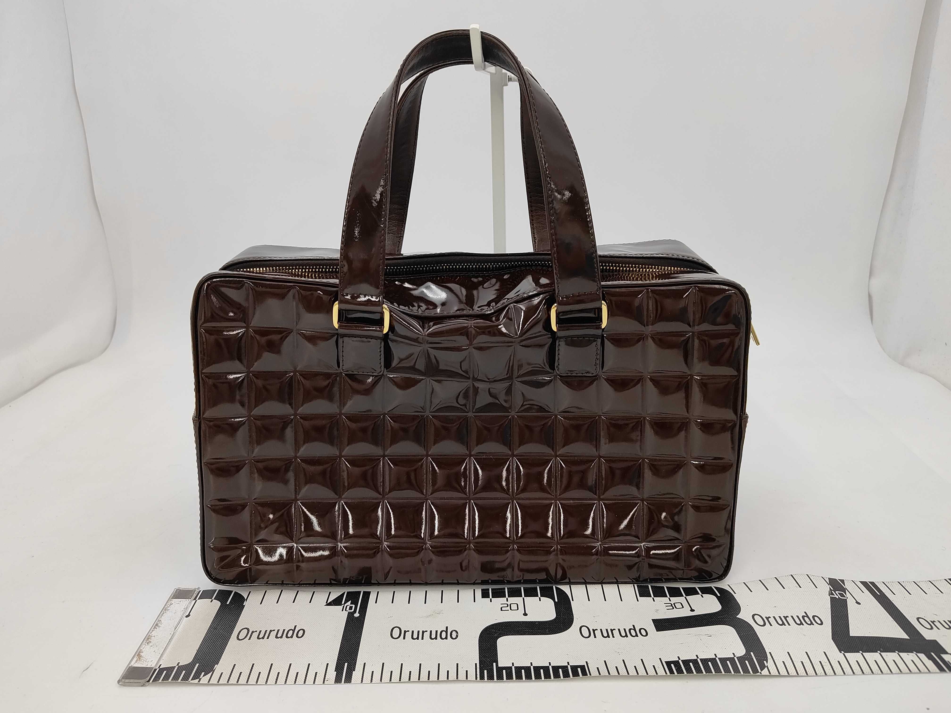 Coco Mark Chocolate Bar Enamel Handbag with Seal and Dust Bag — view 2