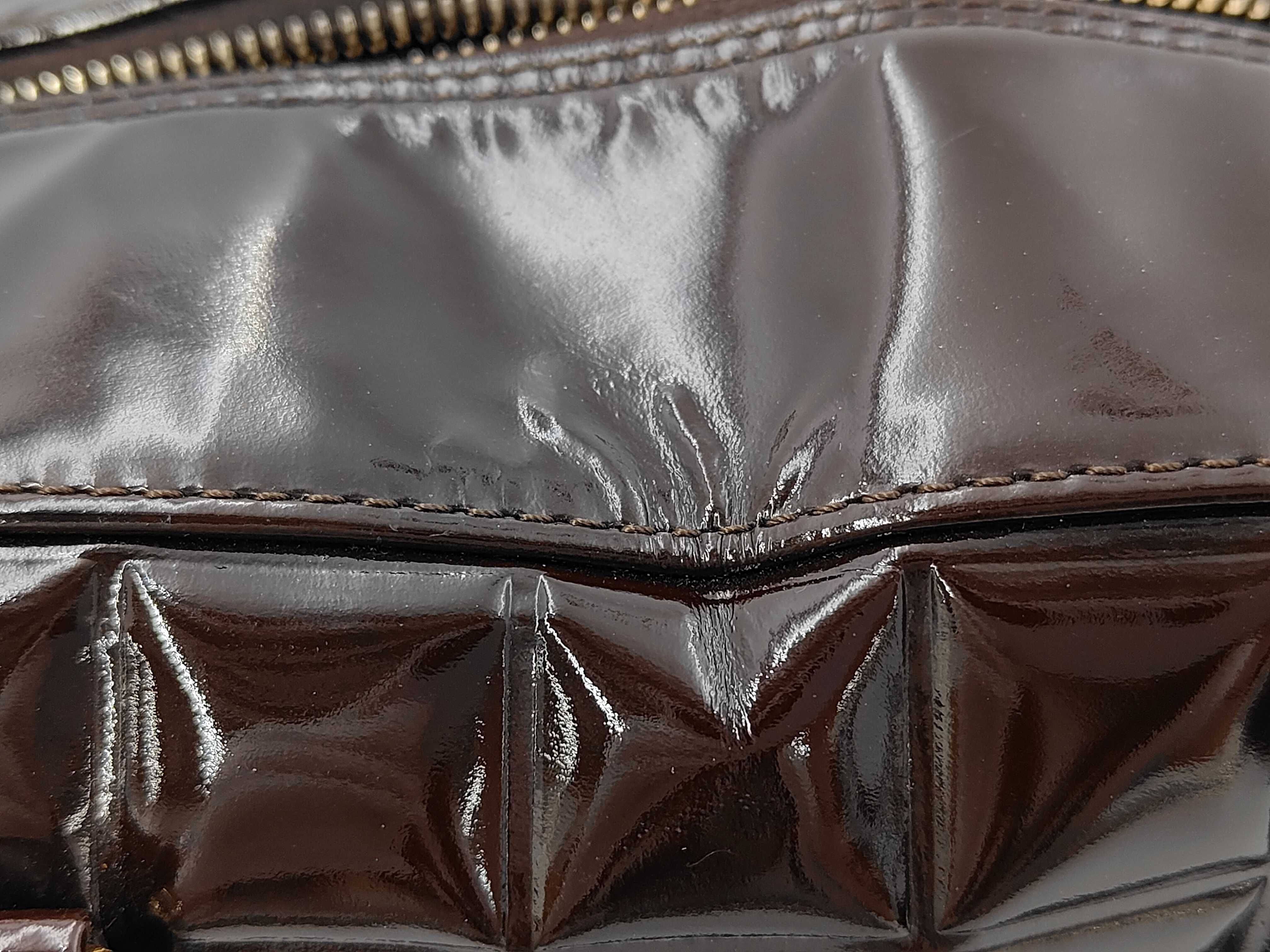 Coco Mark Chocolate Bar Enamel Handbag with Seal and Dust Bag — view 12