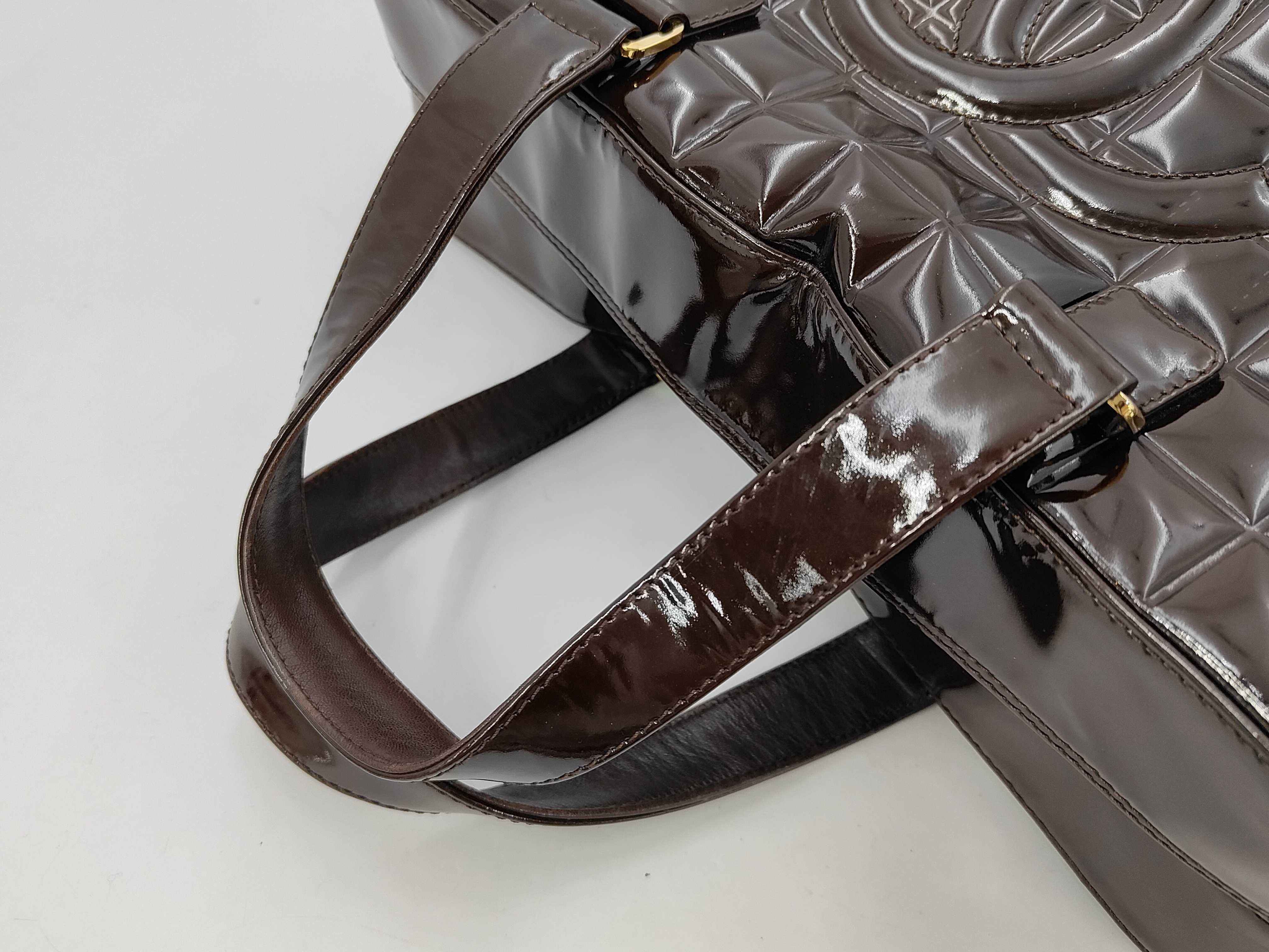 Coco Mark Chocolate Bar Enamel Handbag with Seal and Dust Bag — view 3