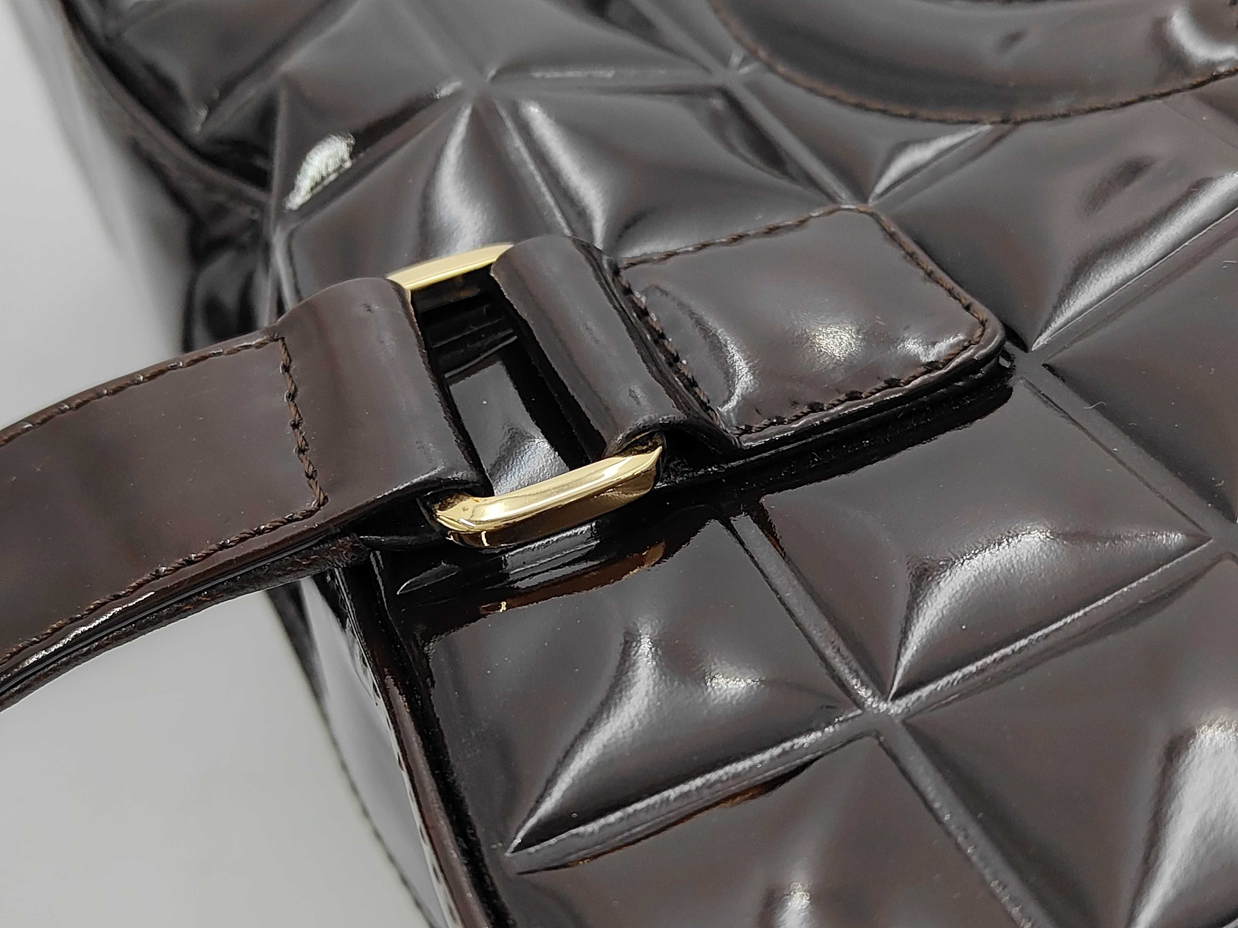 Coco Mark Chocolate Bar Enamel Handbag with Seal and Dust Bag — view 5