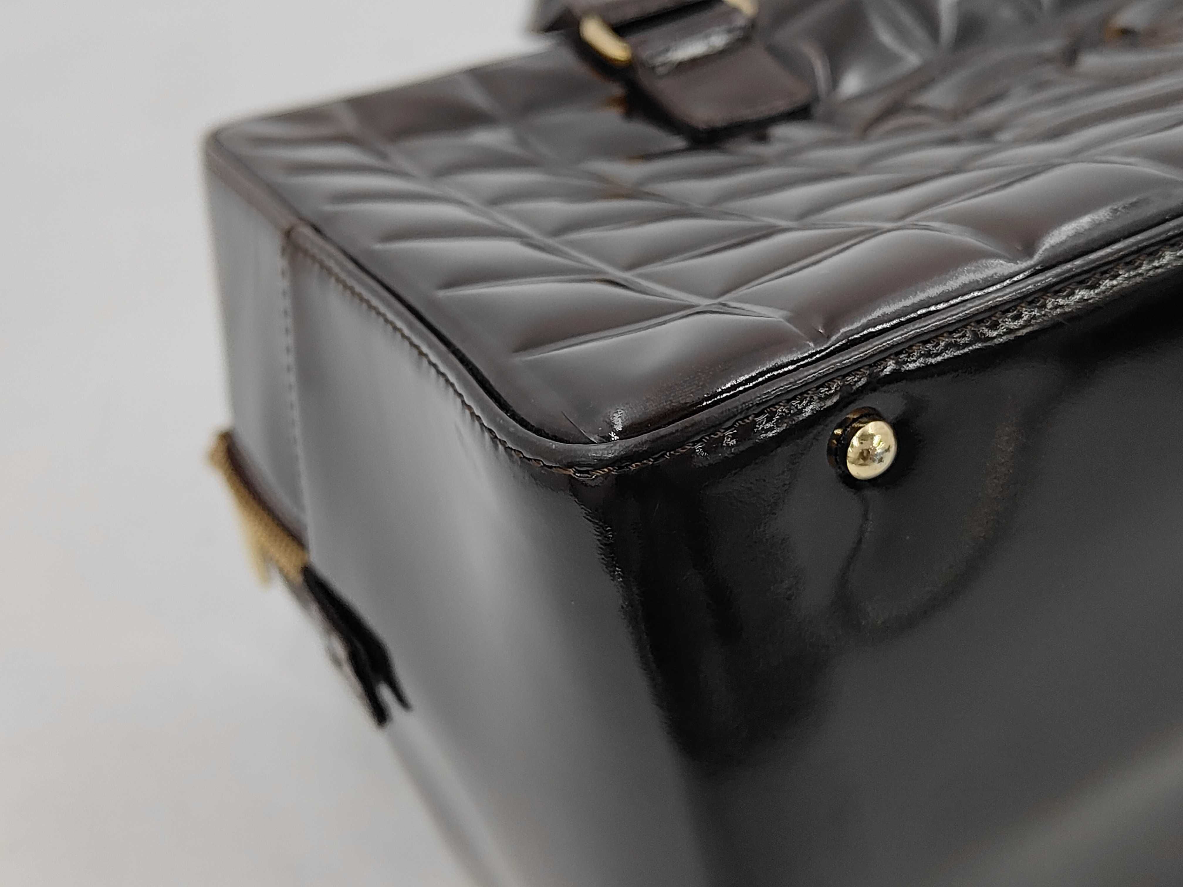 Coco Mark Chocolate Bar Enamel Handbag with Seal and Dust Bag — view 6