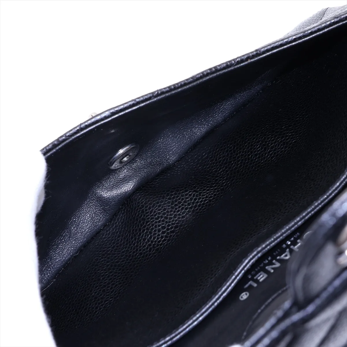 [Individually packaged] Chanel Matelassé 25 Caviar Skin Double Flap Double Chain Bag, Black with Silver Hardware, 14003476, Serial Number 14, A01112 — view 10