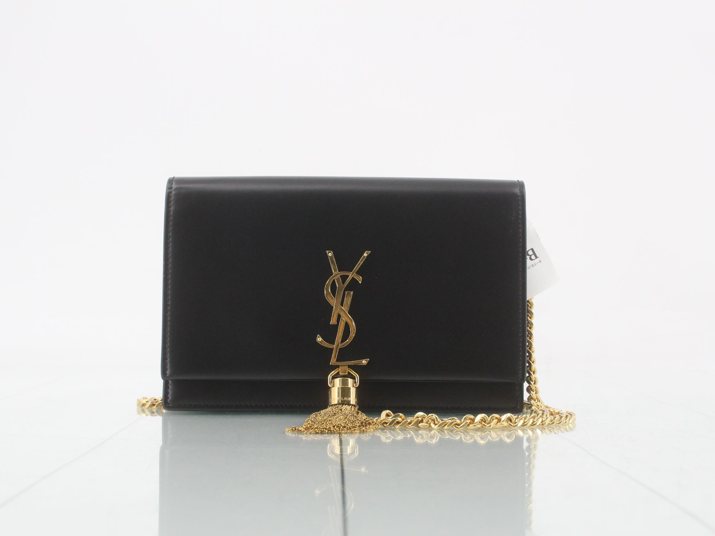 Kate Leather Tassel Chain Shoulder Bag, Black