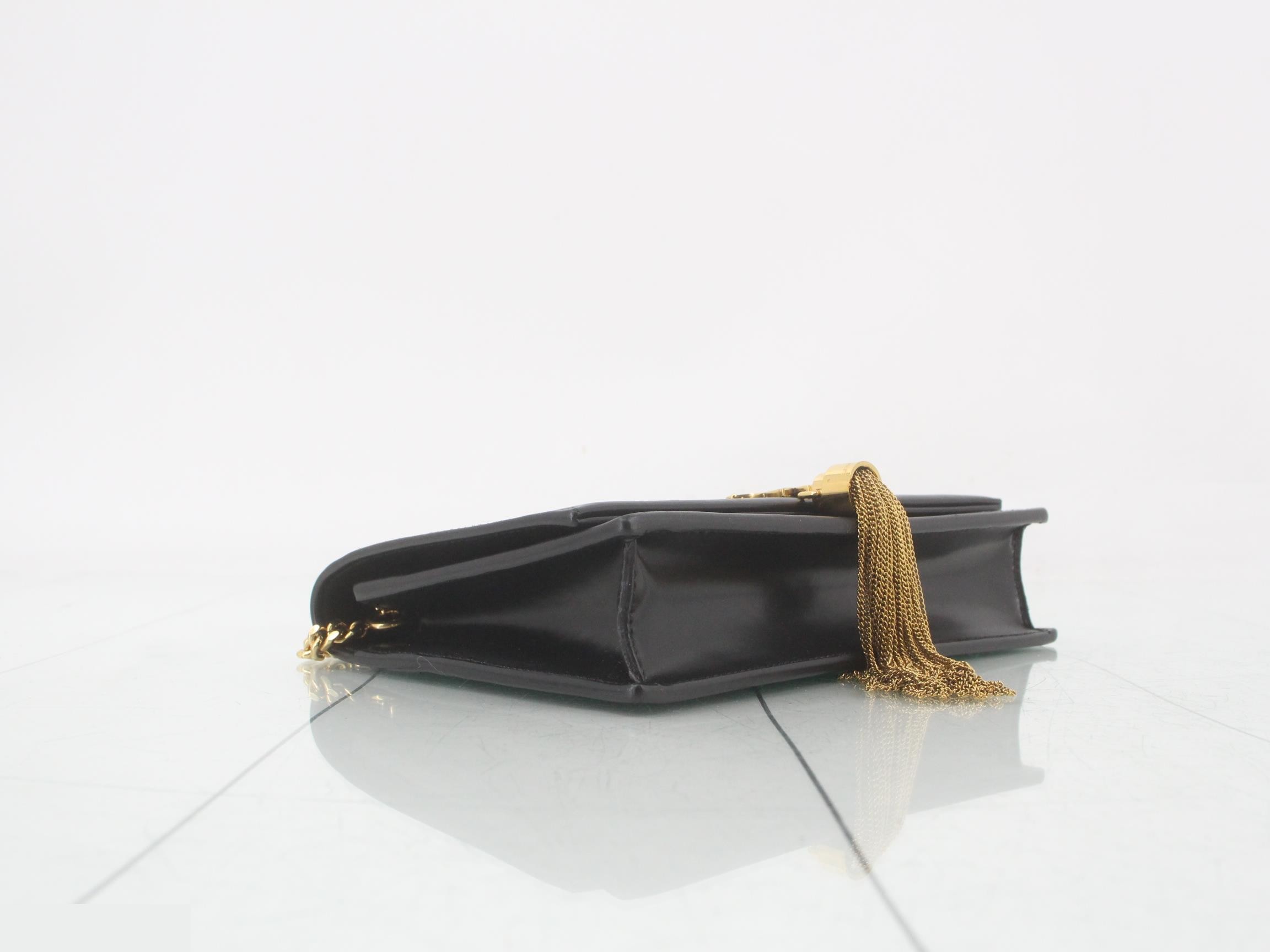 Kate Leather Tassel Chain Shoulder Bag, Black — view 5
