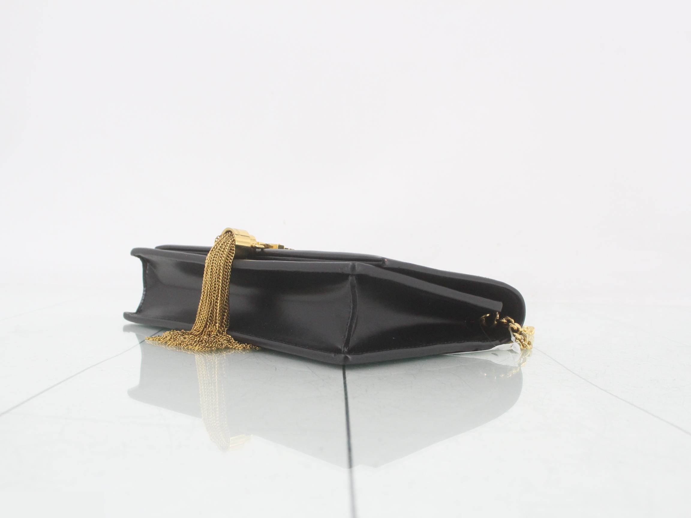 Kate Leather Tassel Chain Shoulder Bag, Black — view 6