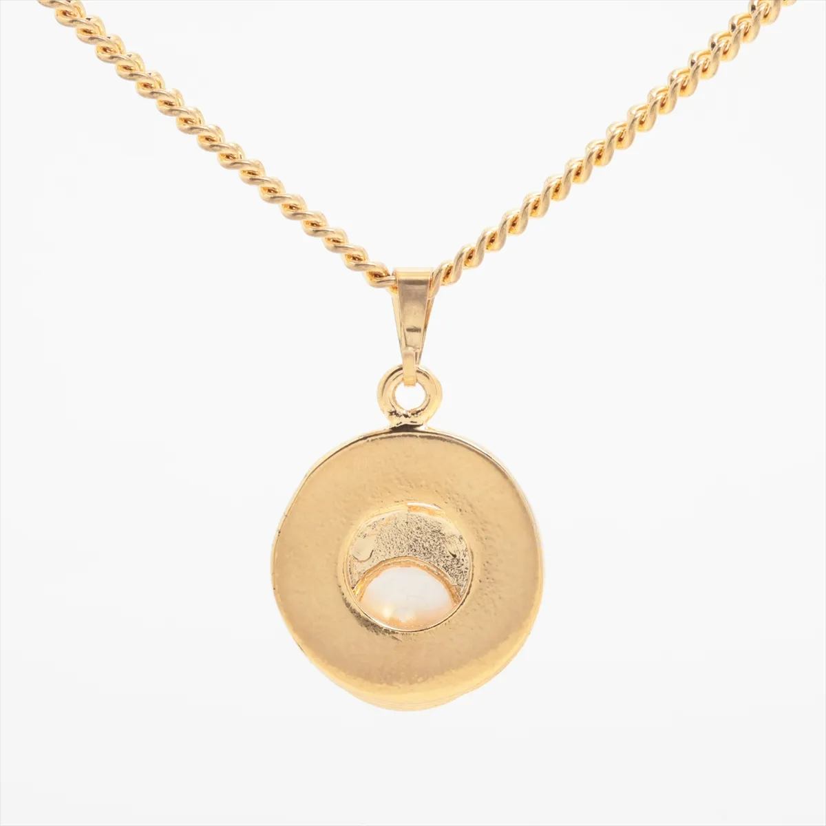 Double Circle Necklace, GP x Faux Pearl, Gold. — view 2