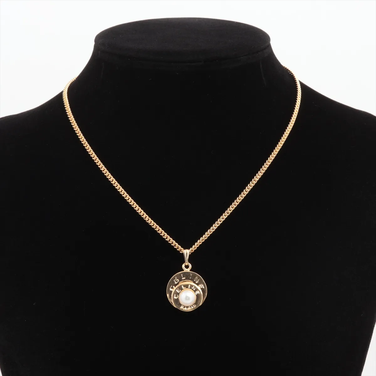 Double Circle Necklace, GP x Faux Pearl, Gold. — view 5