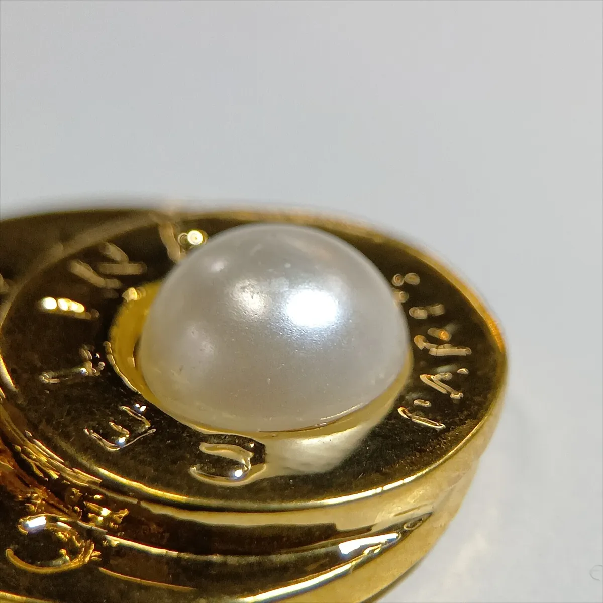 Double Circle Necklace, GP x Faux Pearl, Gold. — view 6