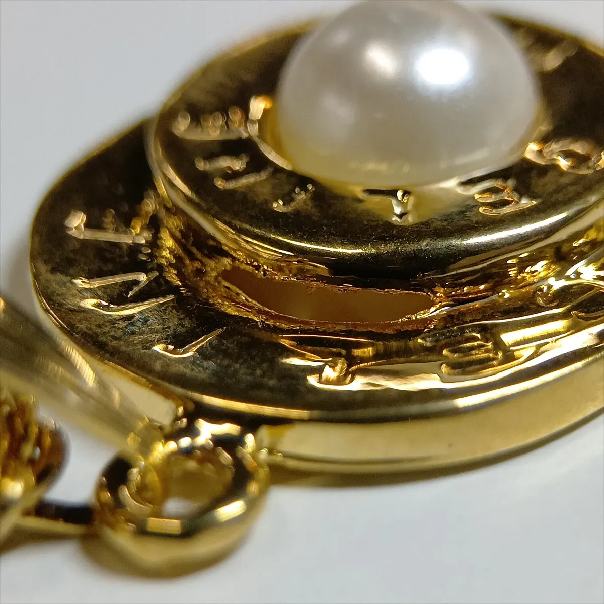 Double Circle Necklace, GP x Faux Pearl, Gold. — view 7