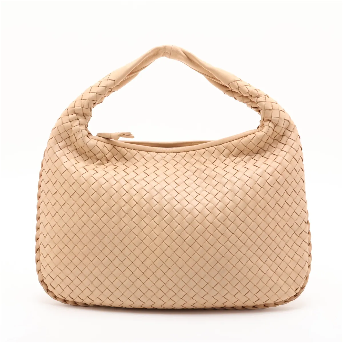 Intrecciato Hobo Leather Shoulder Bag, Beige, 115653