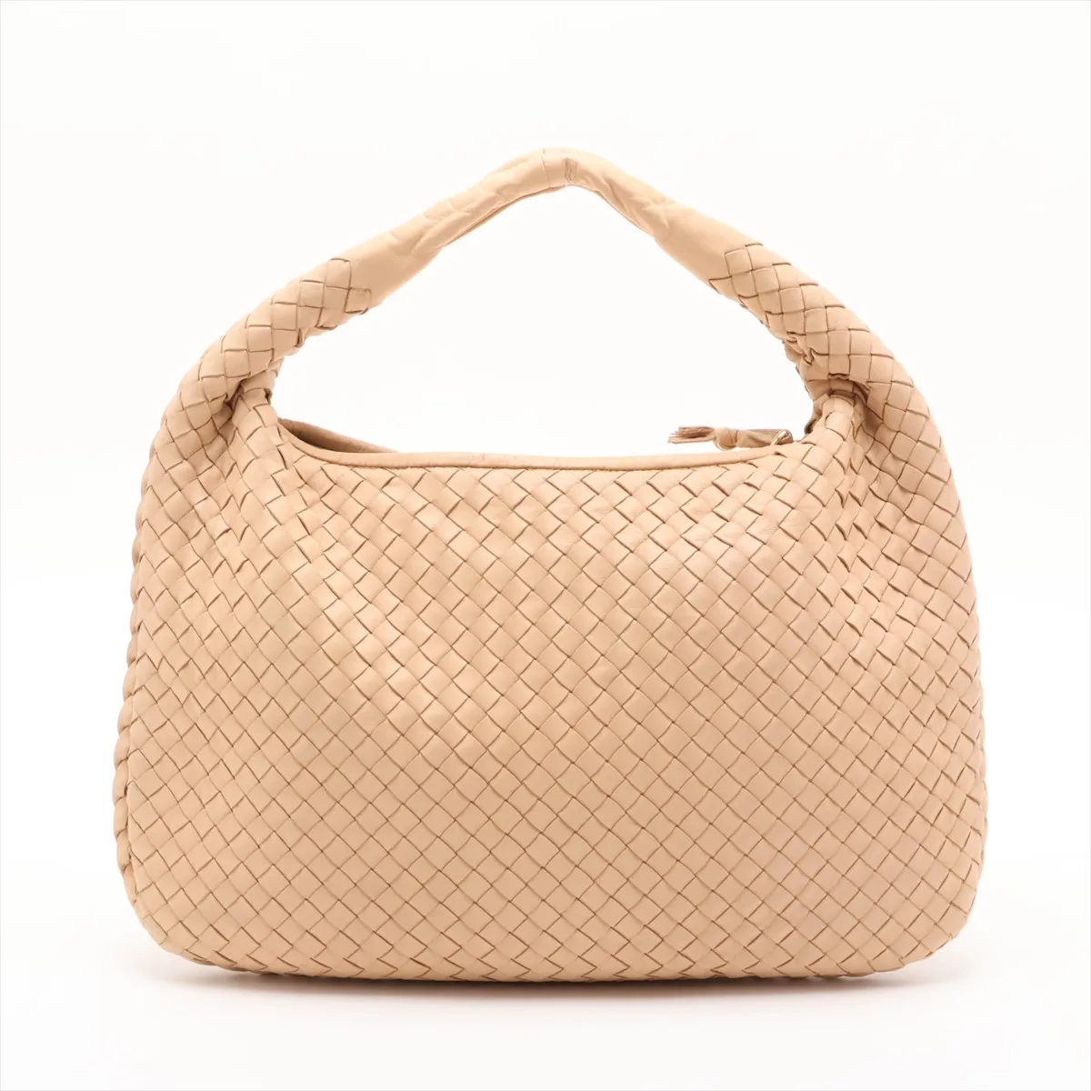 Intrecciato Hobo Leather Shoulder Bag, Beige, 115653 — view 2