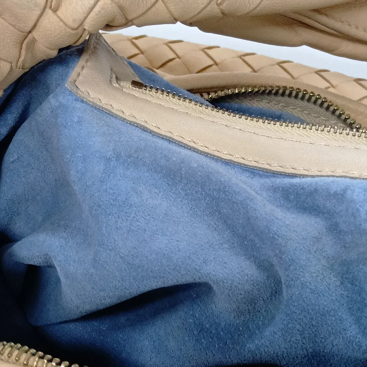 Intrecciato Hobo Leather Shoulder Bag, Beige, 115653 — view 11