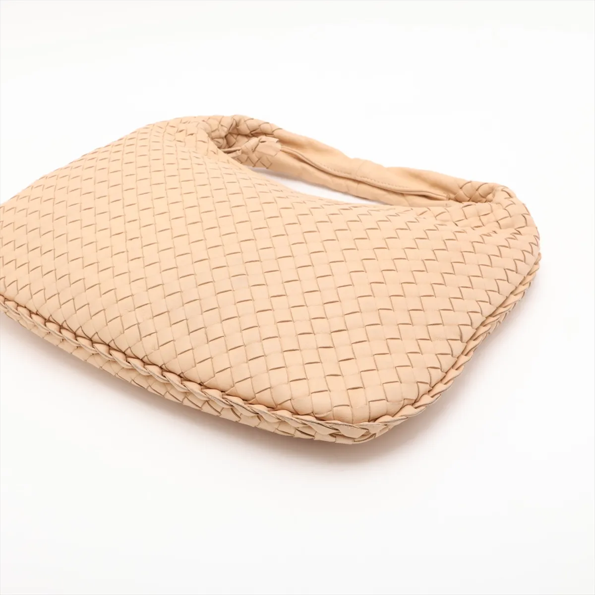 Intrecciato Hobo Leather Shoulder Bag, Beige, 115653 — view 3