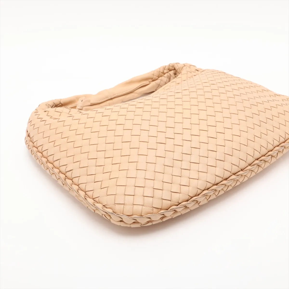Intrecciato Hobo Leather Shoulder Bag, Beige, 115653 — view 4