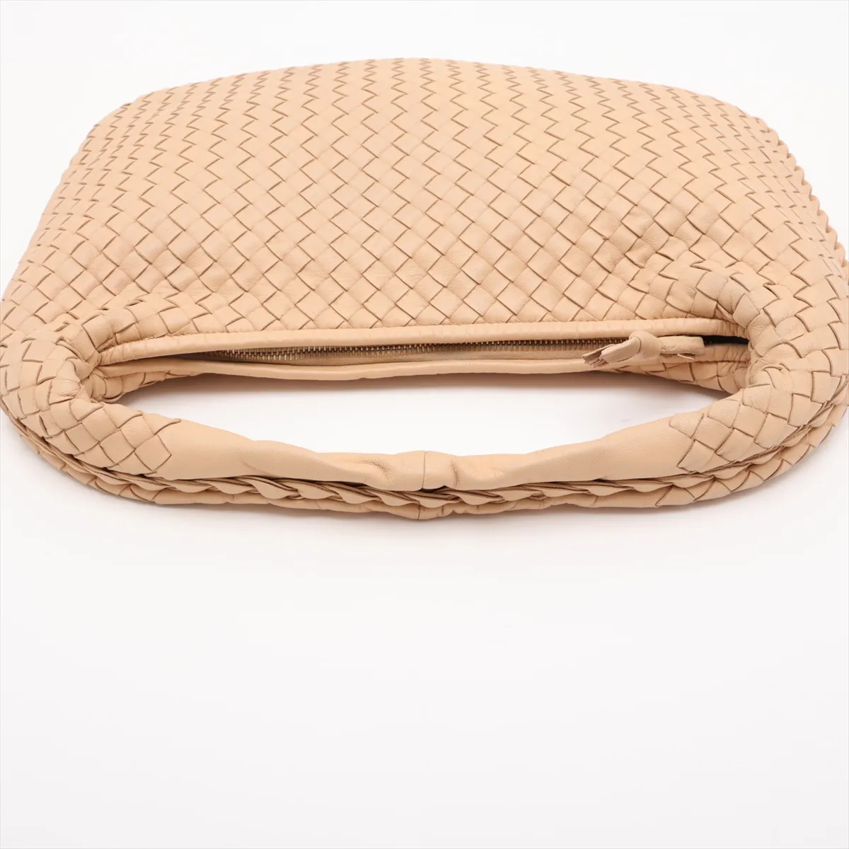 Intrecciato Hobo Leather Shoulder Bag, Beige, 115653 — view 5