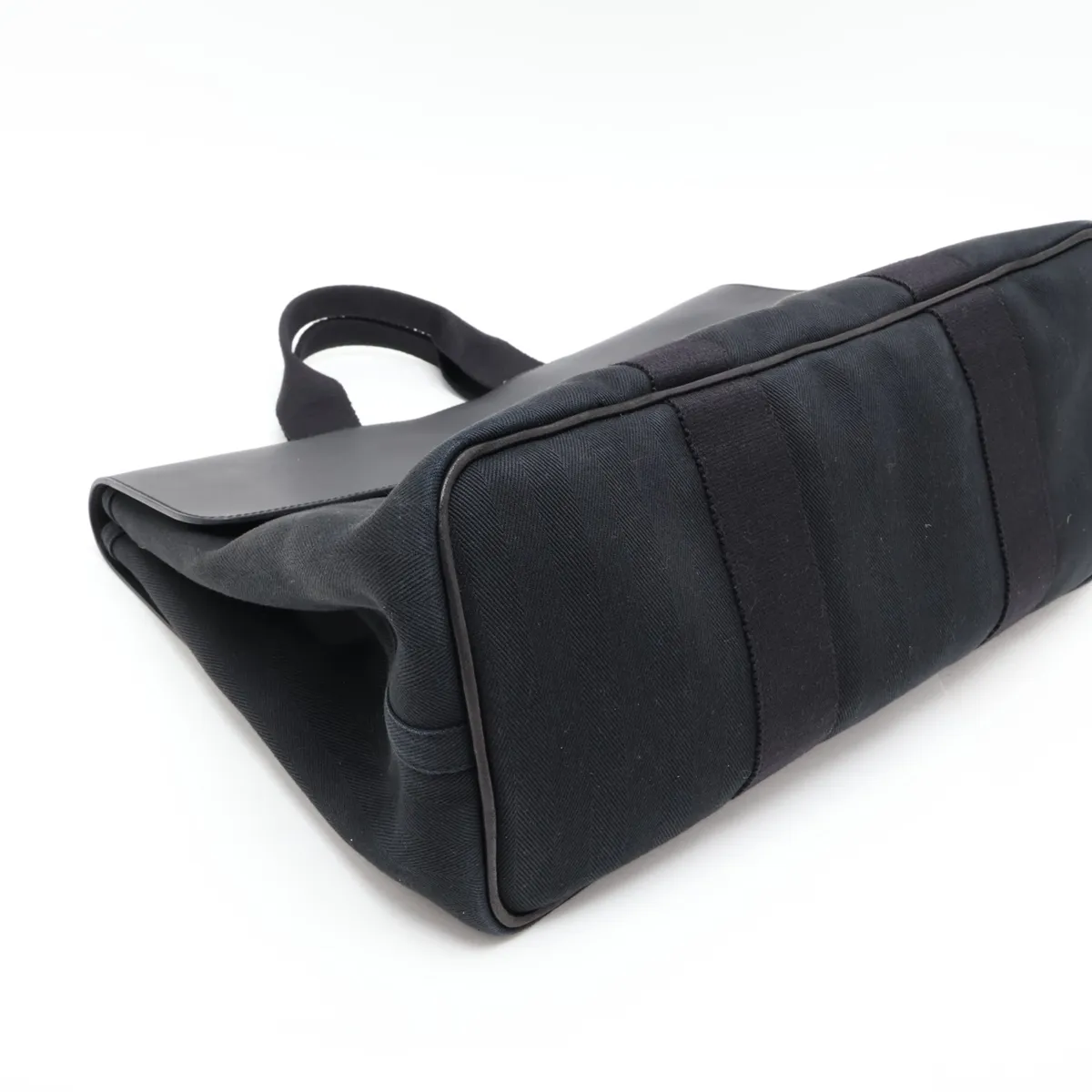 Valparaiso MM Toile Chevron x Leather Black Silver Hardware — view 4