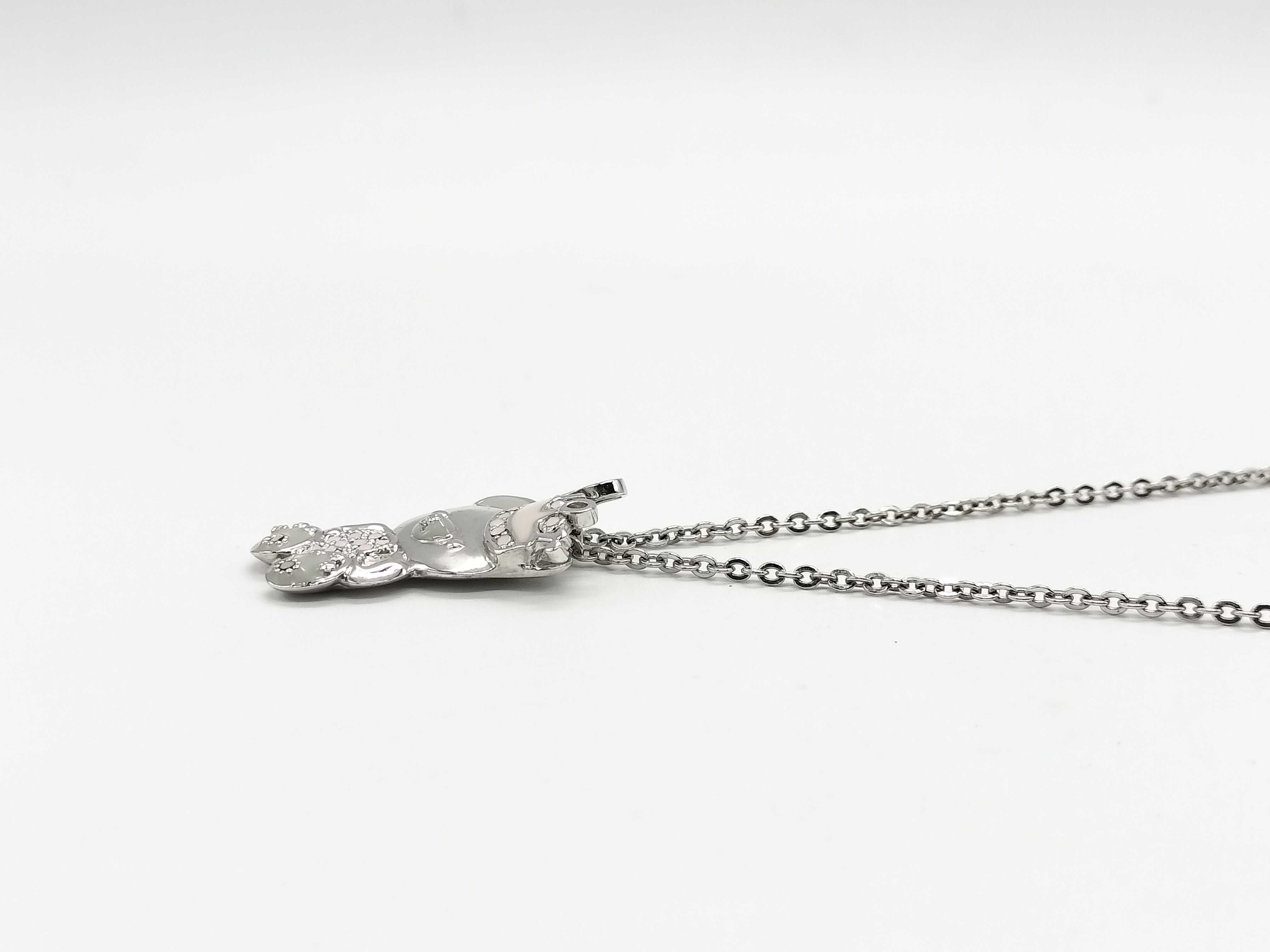 Silver & Pink Bear Motif Necklace — view 2