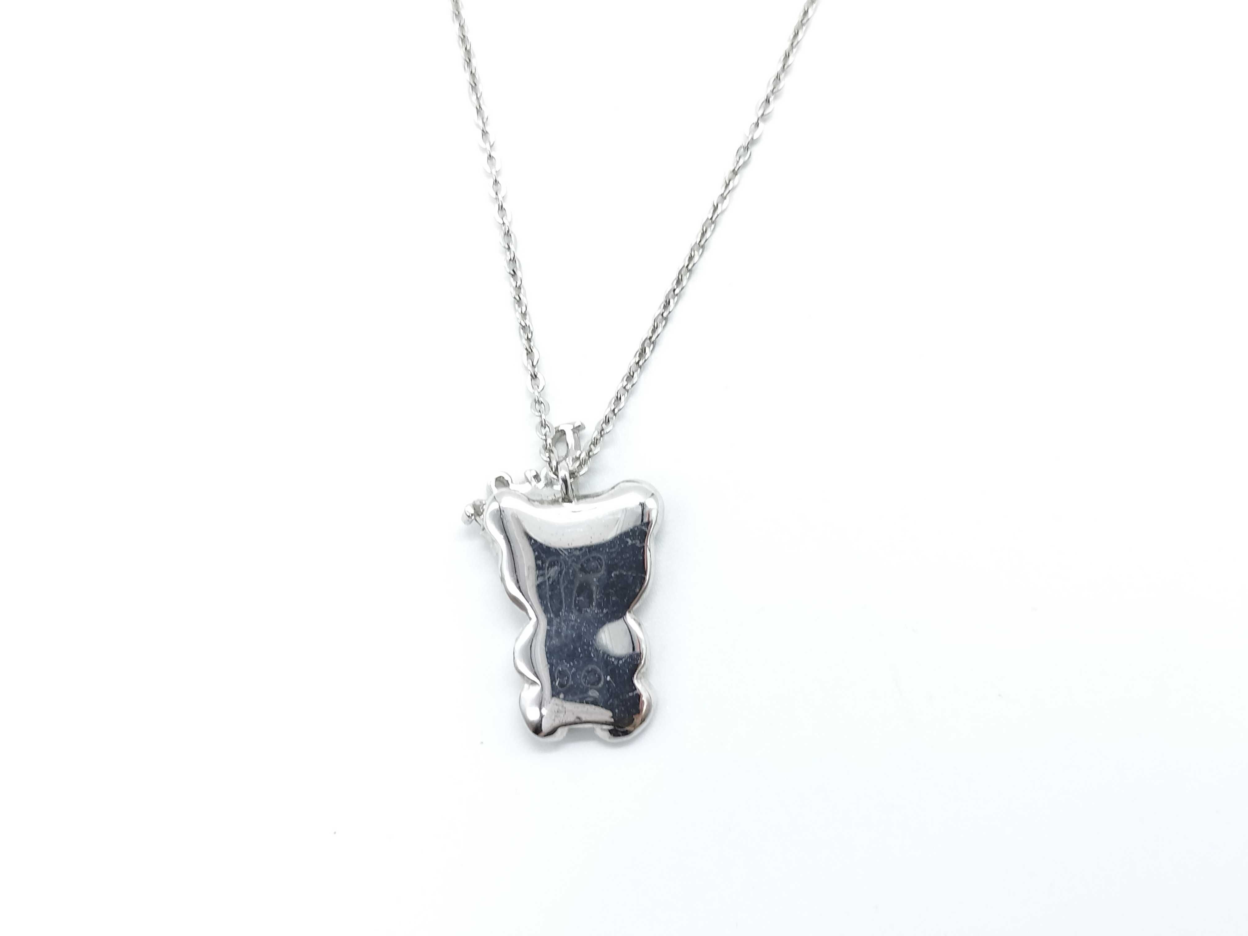 Silver & Pink Bear Motif Necklace — view 3