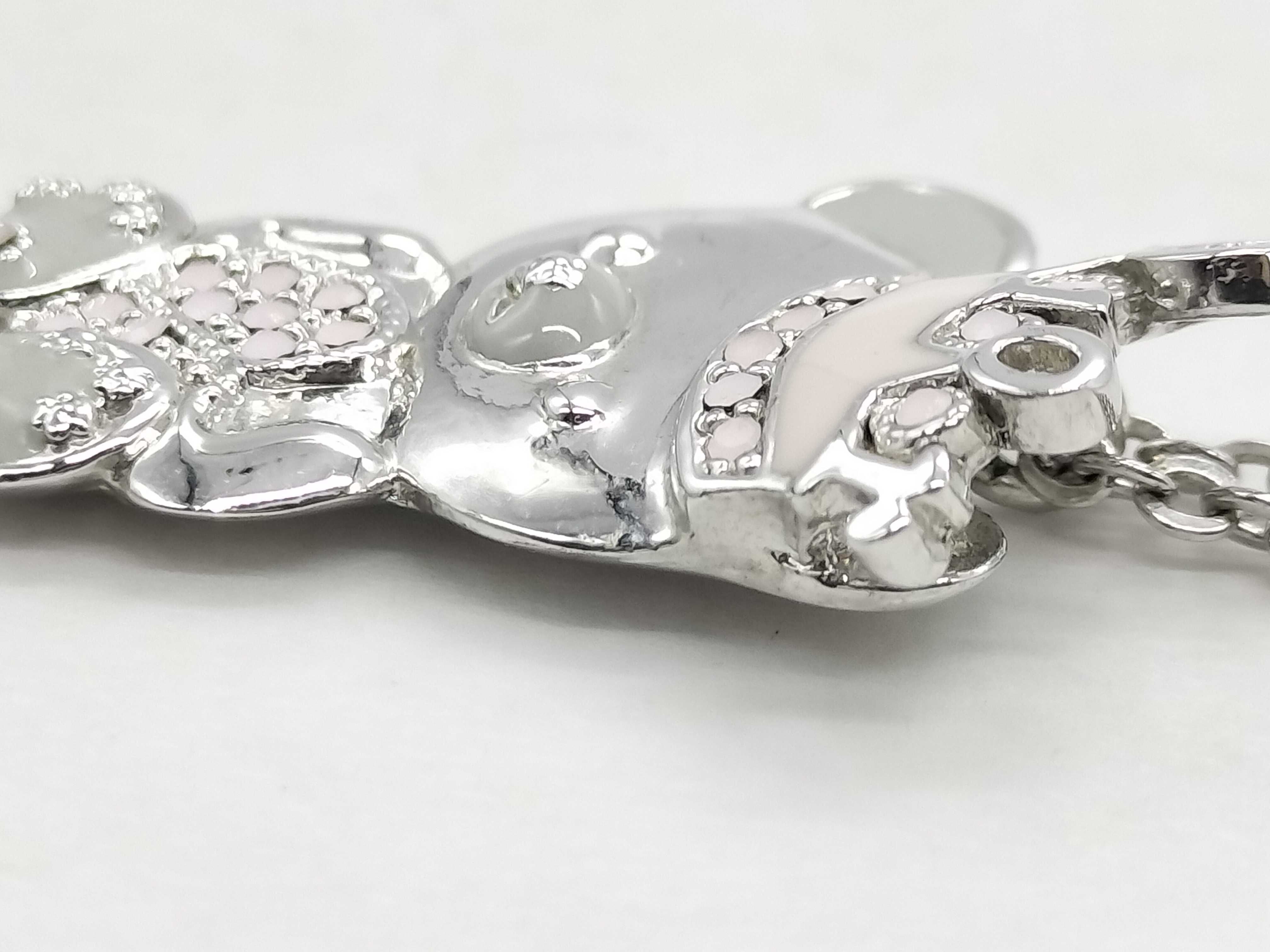 Silver & Pink Bear Motif Necklace — view 8