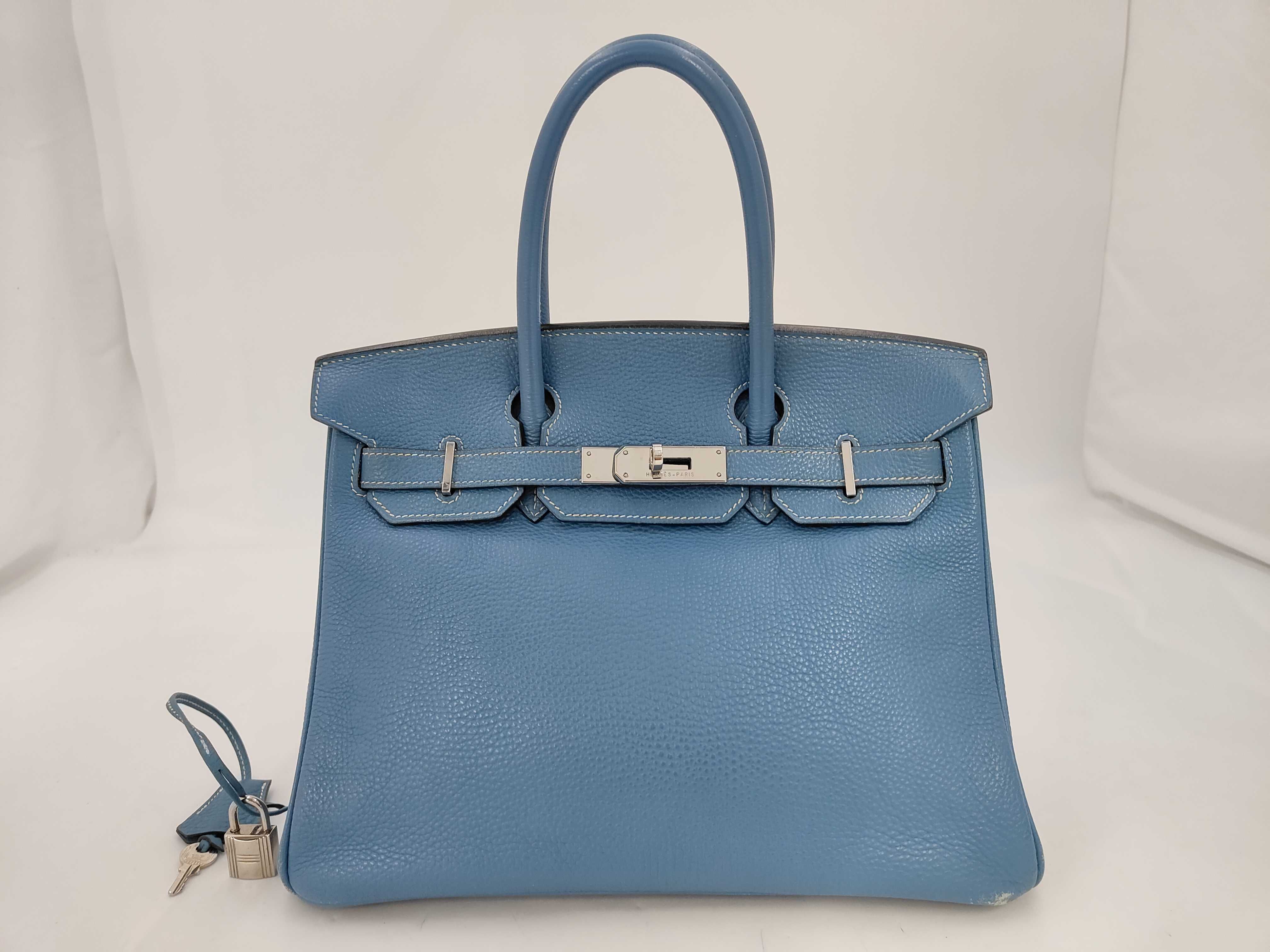 Birkin 30 Togo Blue Jean H stamp handbag