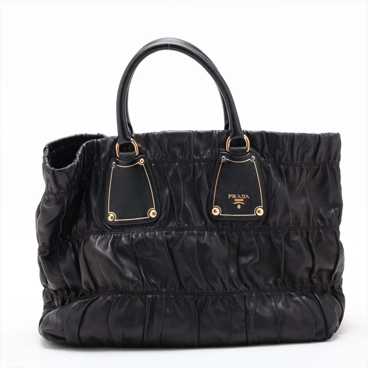 Nappa Gaufre Leather Handbag, Black