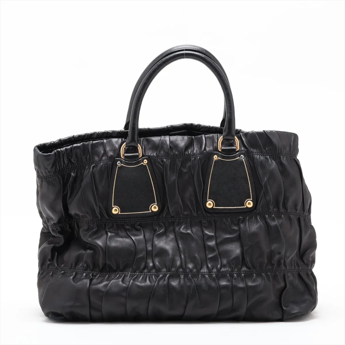 Nappa Gaufre Leather Handbag, Black — view 2