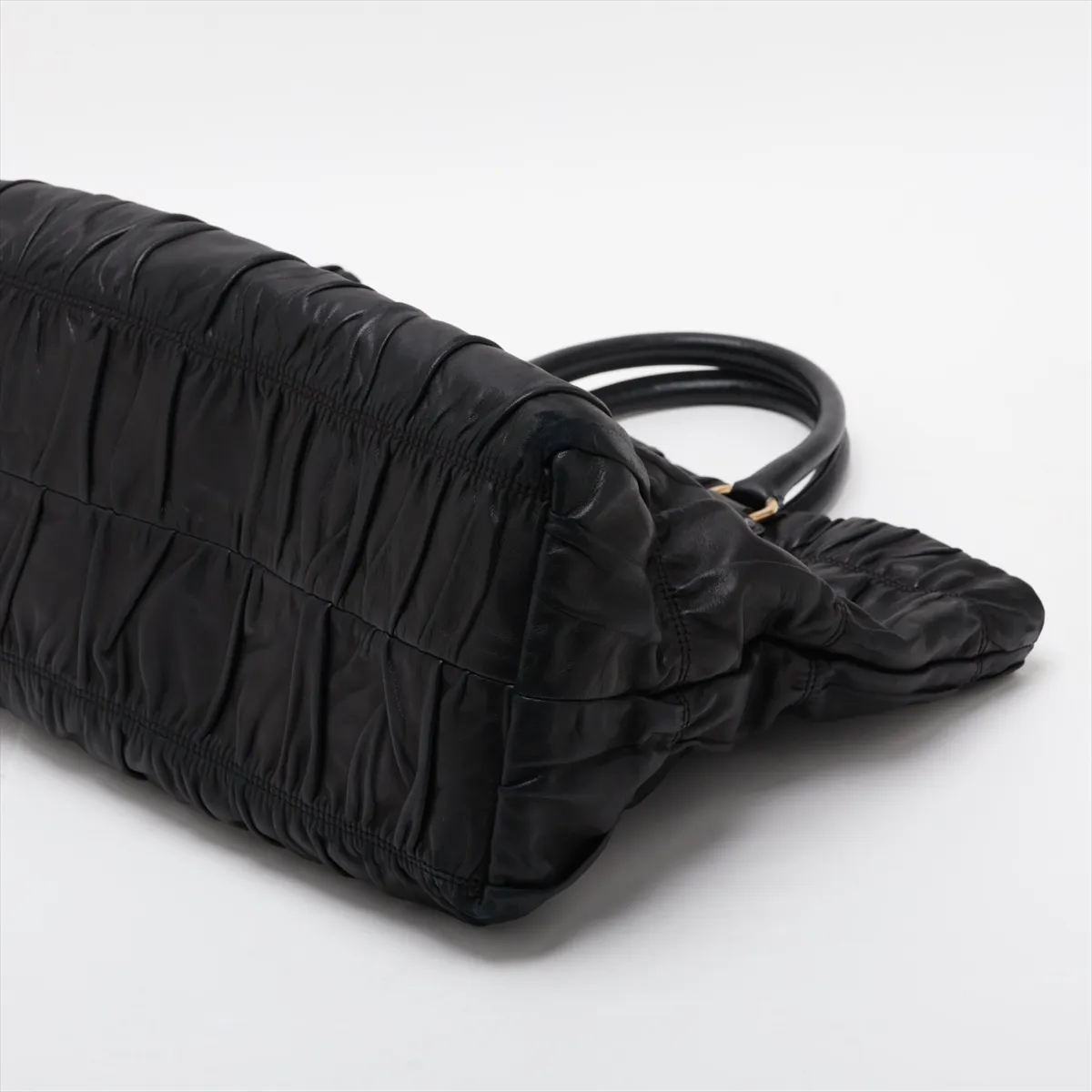 Nappa Gaufre Leather Handbag, Black — view 3