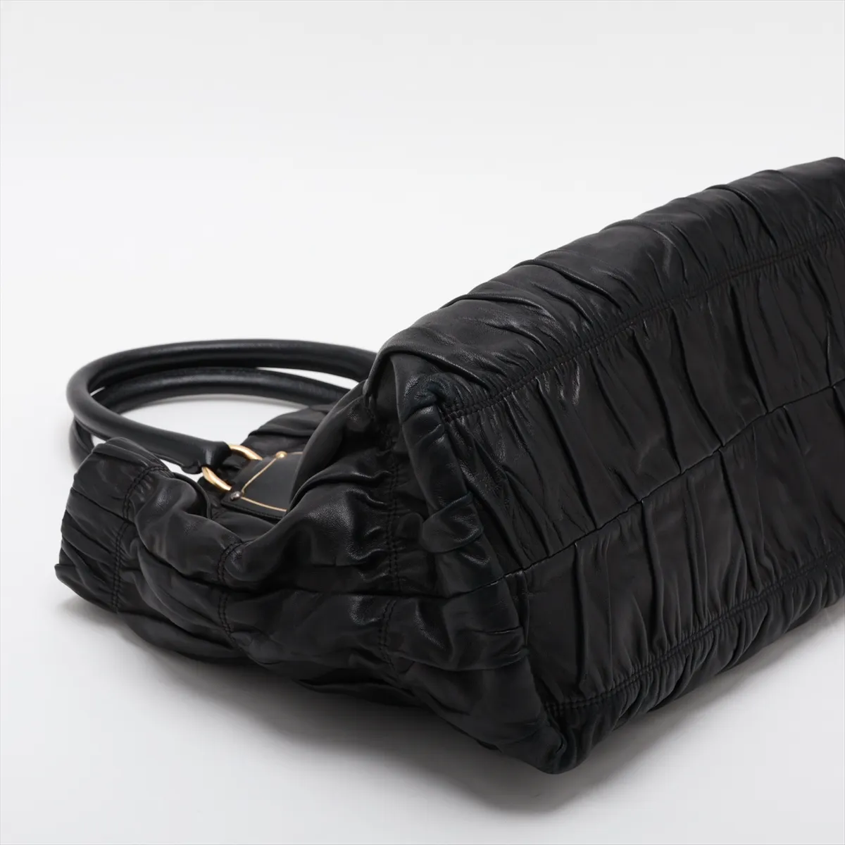 Nappa Gaufre Leather Handbag, Black — view 4