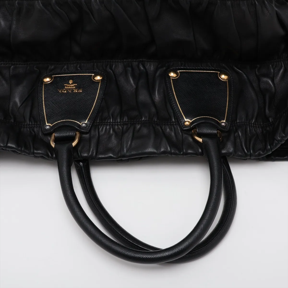 Nappa Gaufre Leather Handbag, Black — view 5