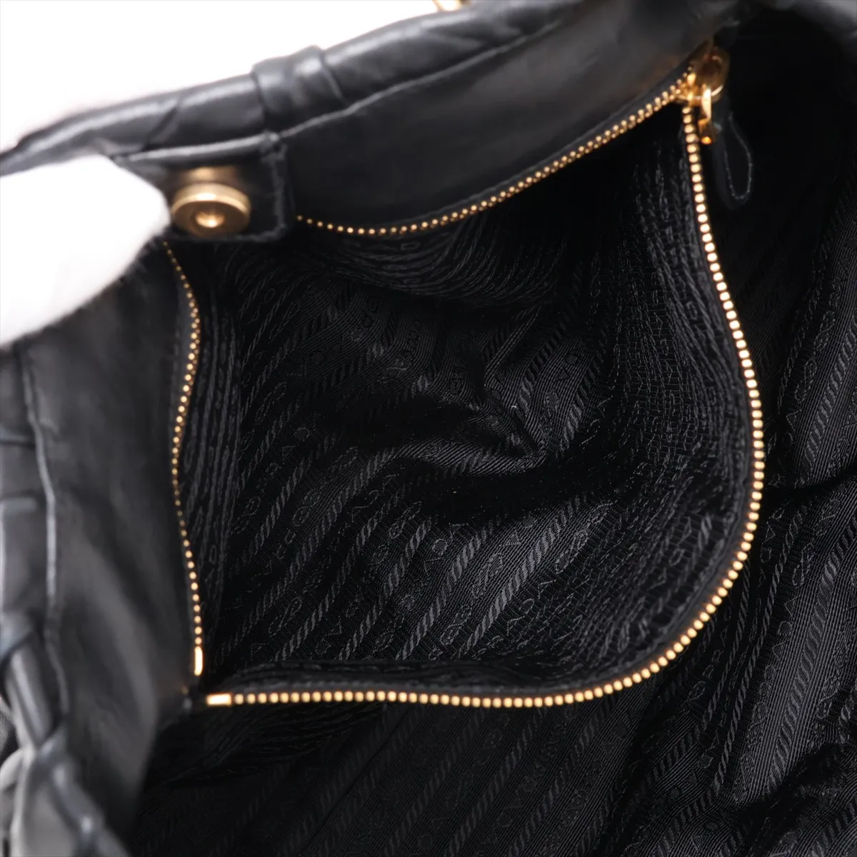 Nappa Gaufre Leather Handbag, Black — view 8