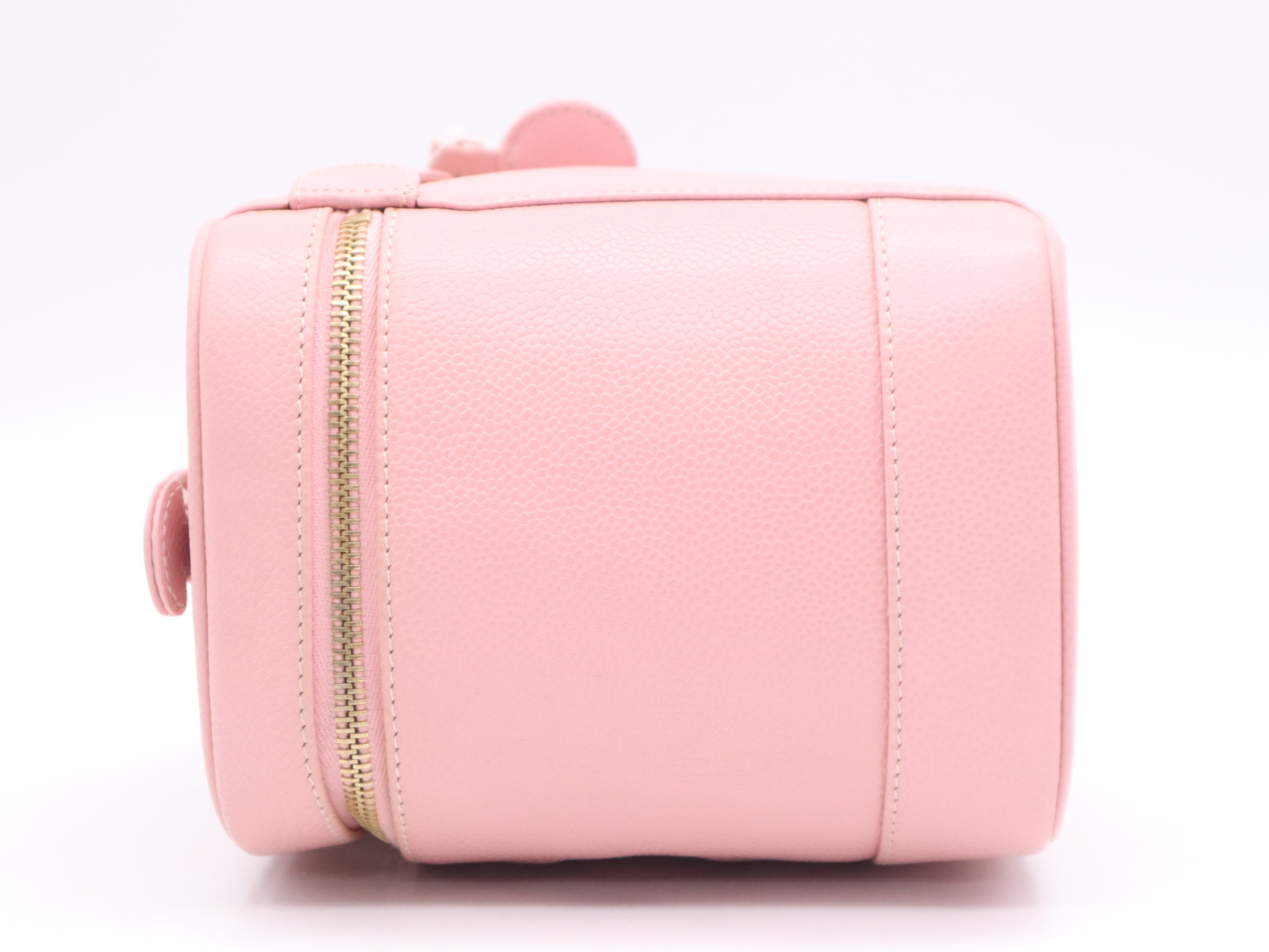 Caviar Skin Coco Mark Vanity Bag, Pink, Gold Hardware, with Seal, Handbag — view 3