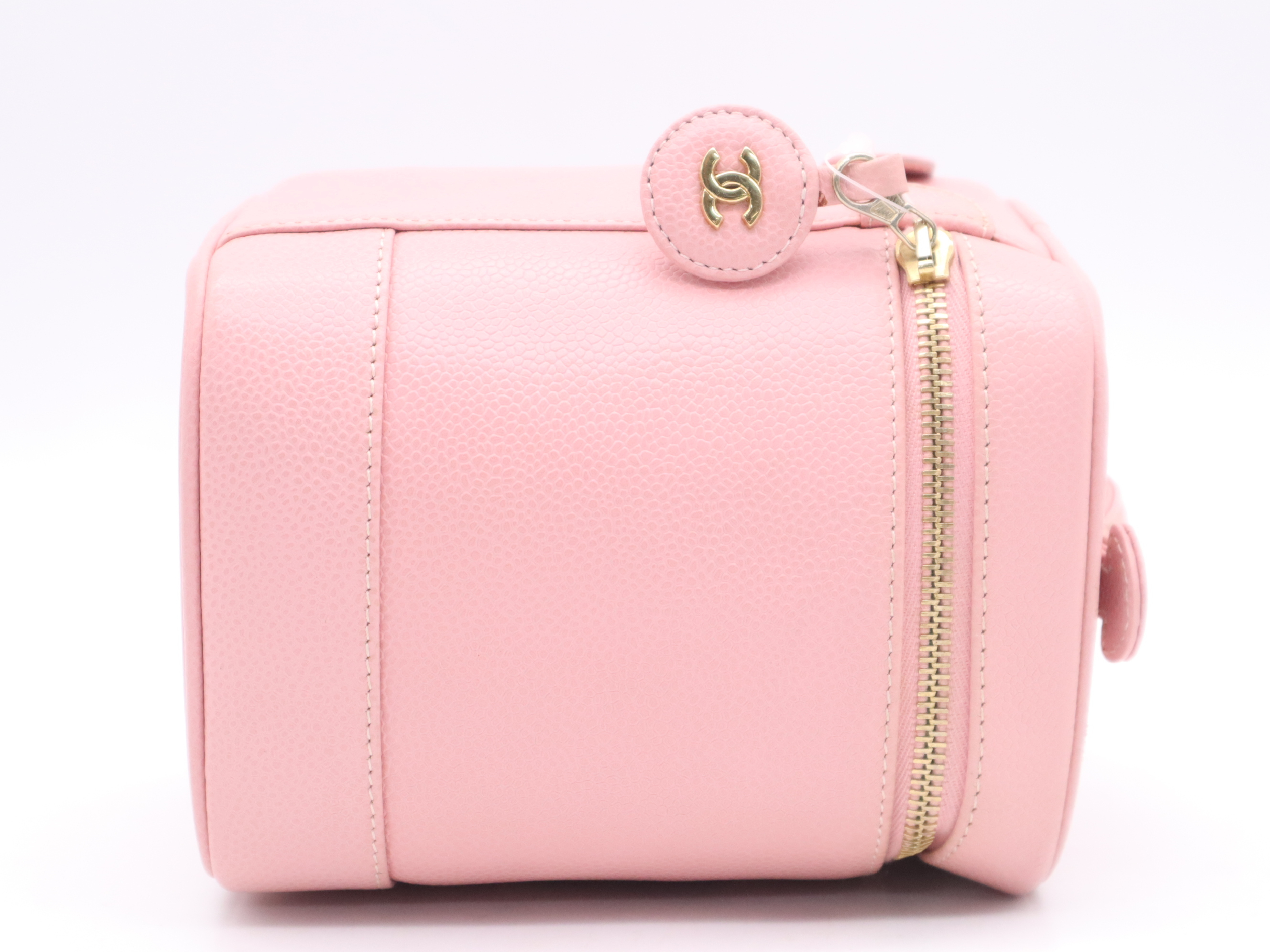 Caviar Skin Coco Mark Vanity Bag, Pink, Gold Hardware, with Seal, Handbag — view 5