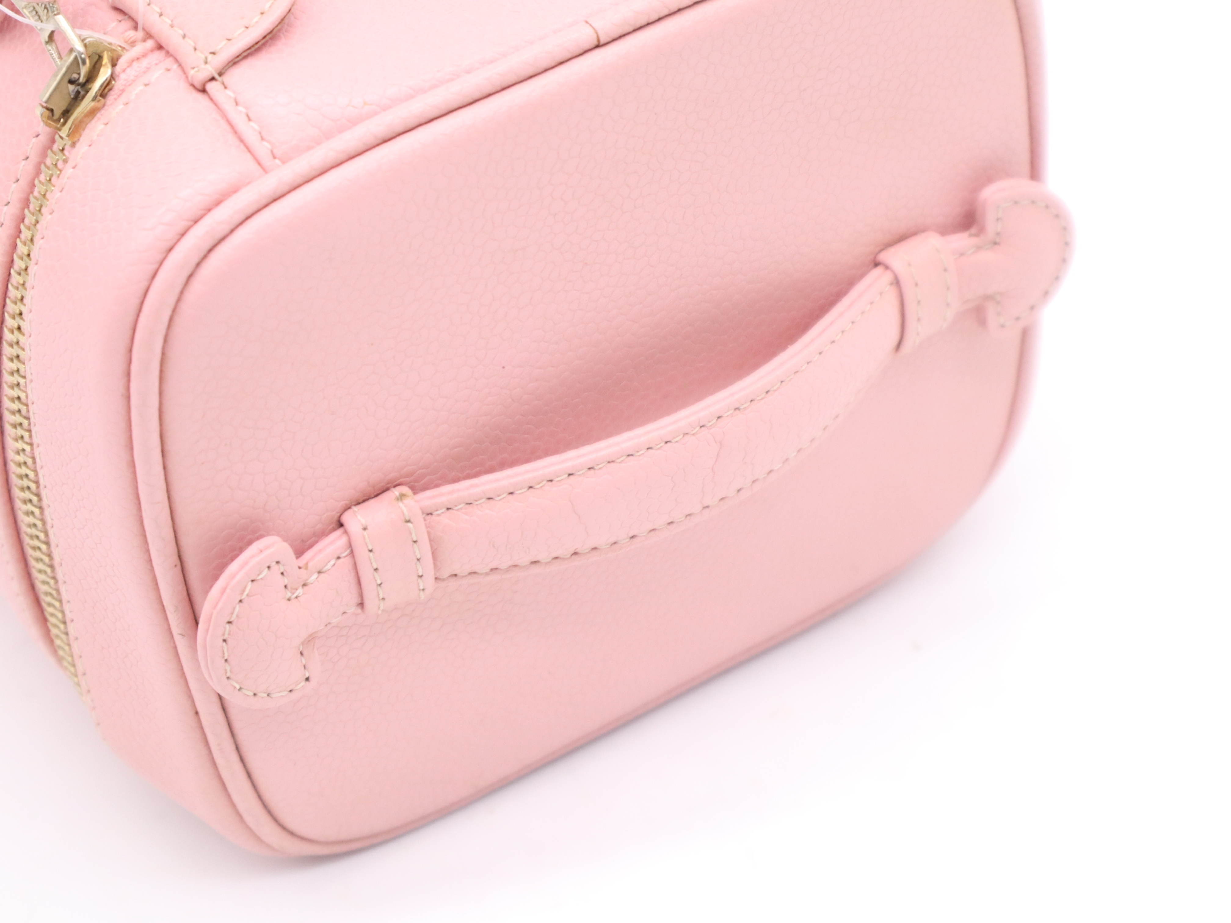 Caviar Skin Coco Mark Vanity Bag, Pink, Gold Hardware, with Seal, Handbag — view 6